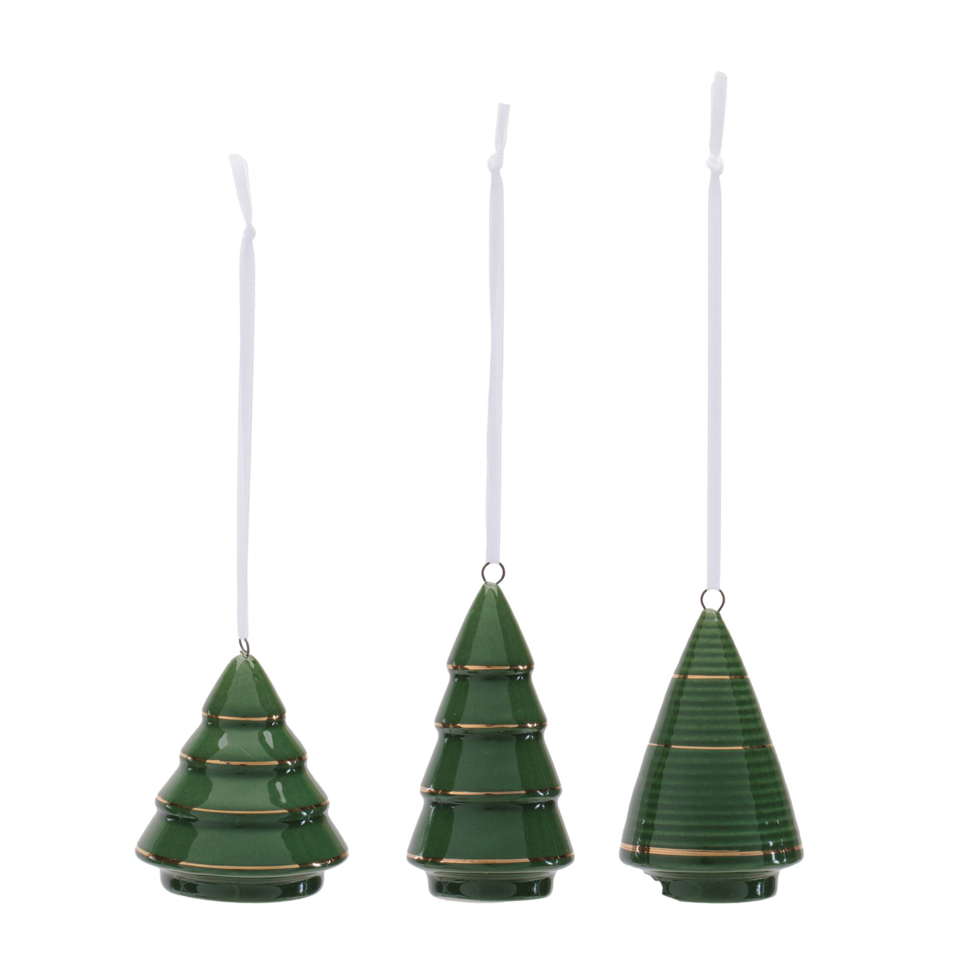 Melrose Green Ceramic Christmas Tree Ornament Set
