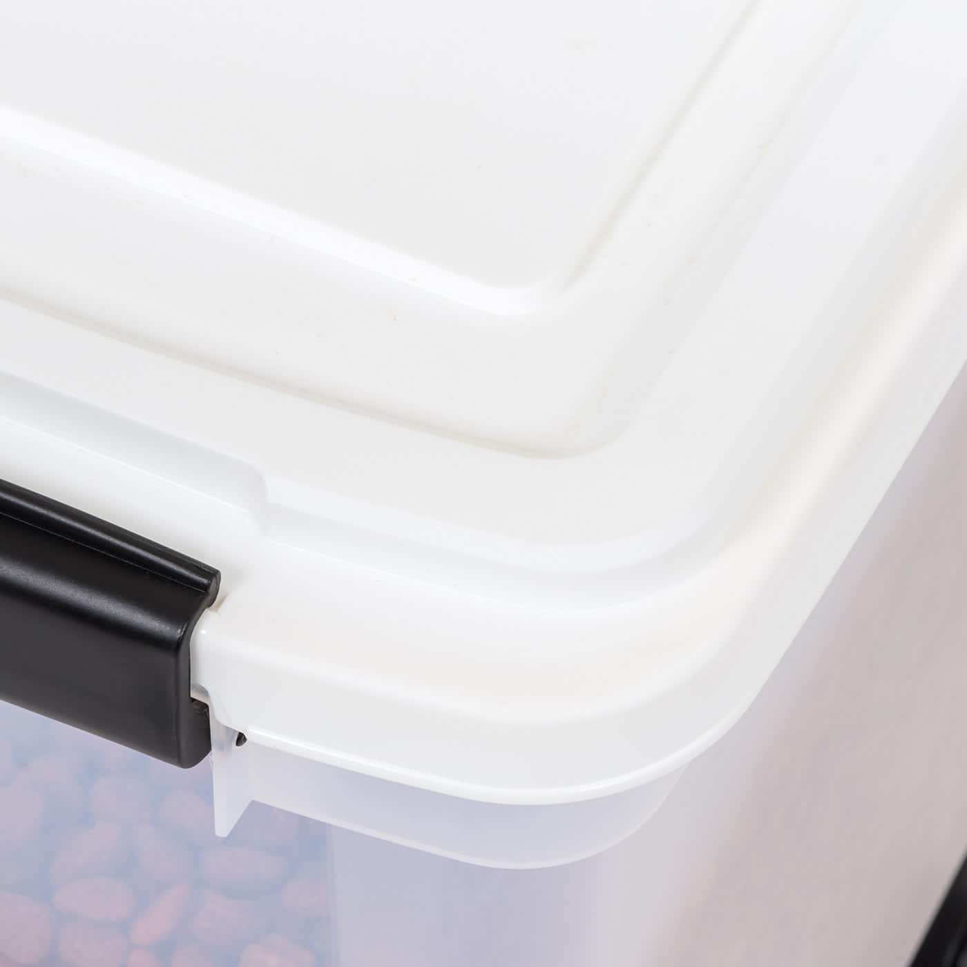 IRIS Clear, White, Black & Dark Gray 28qt. Food Container With Sealed Top & Scoop