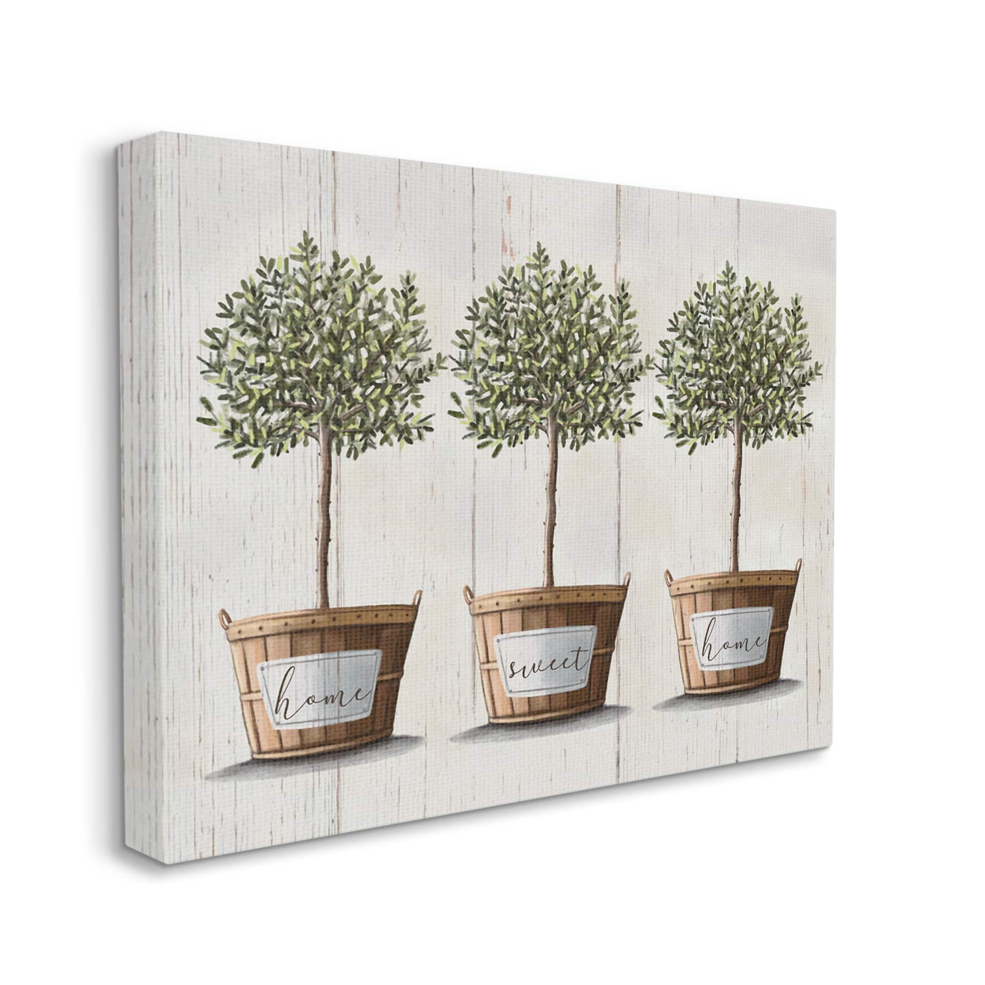 Stupell Industries Young Fruit Trees Charming Baskets Home Sweet Home Canvas Wall Art