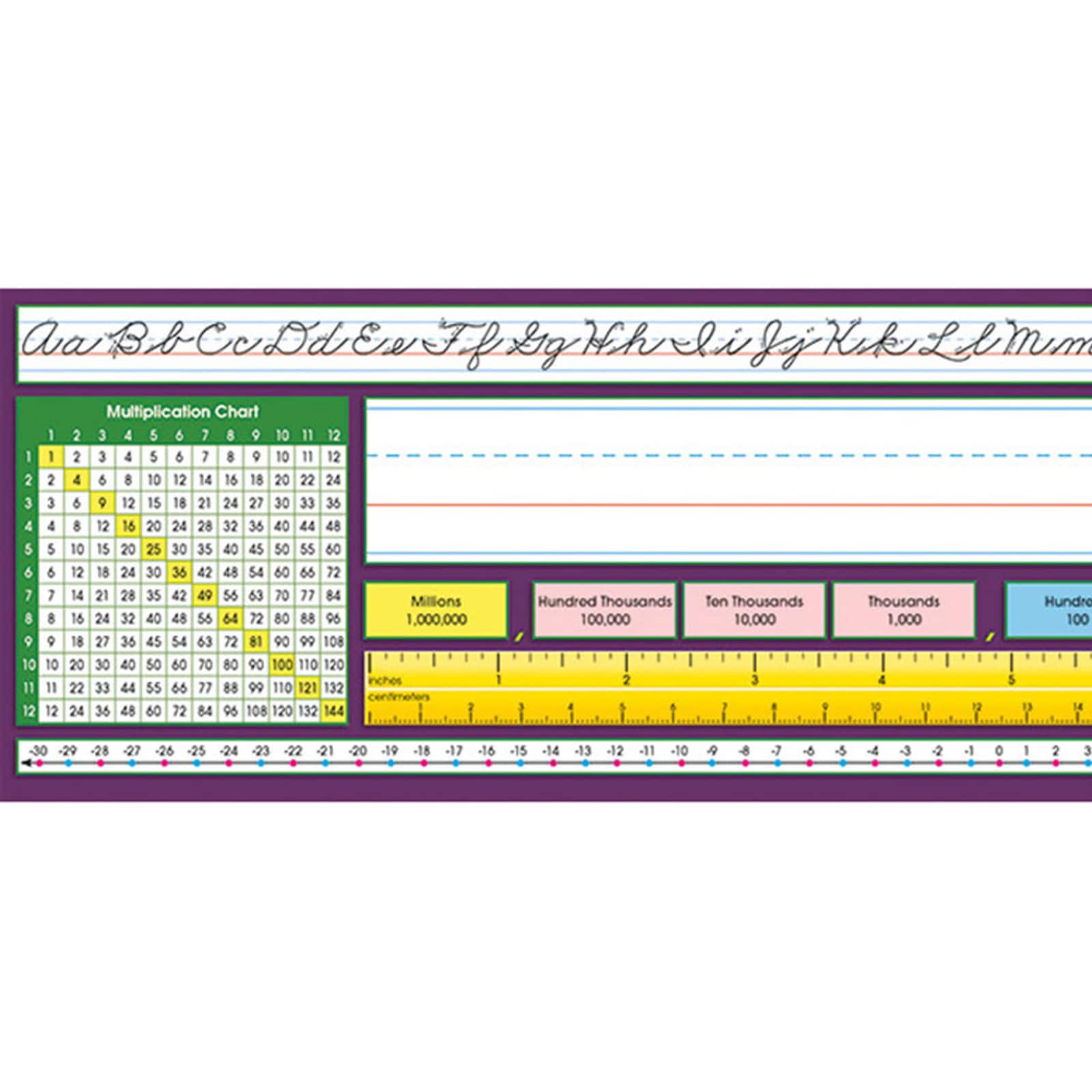 North Star Teacher Resources 17.5" x 4" Adhesive Intermediate Traditional Cursive Desk Plates, 2 Packs of 36