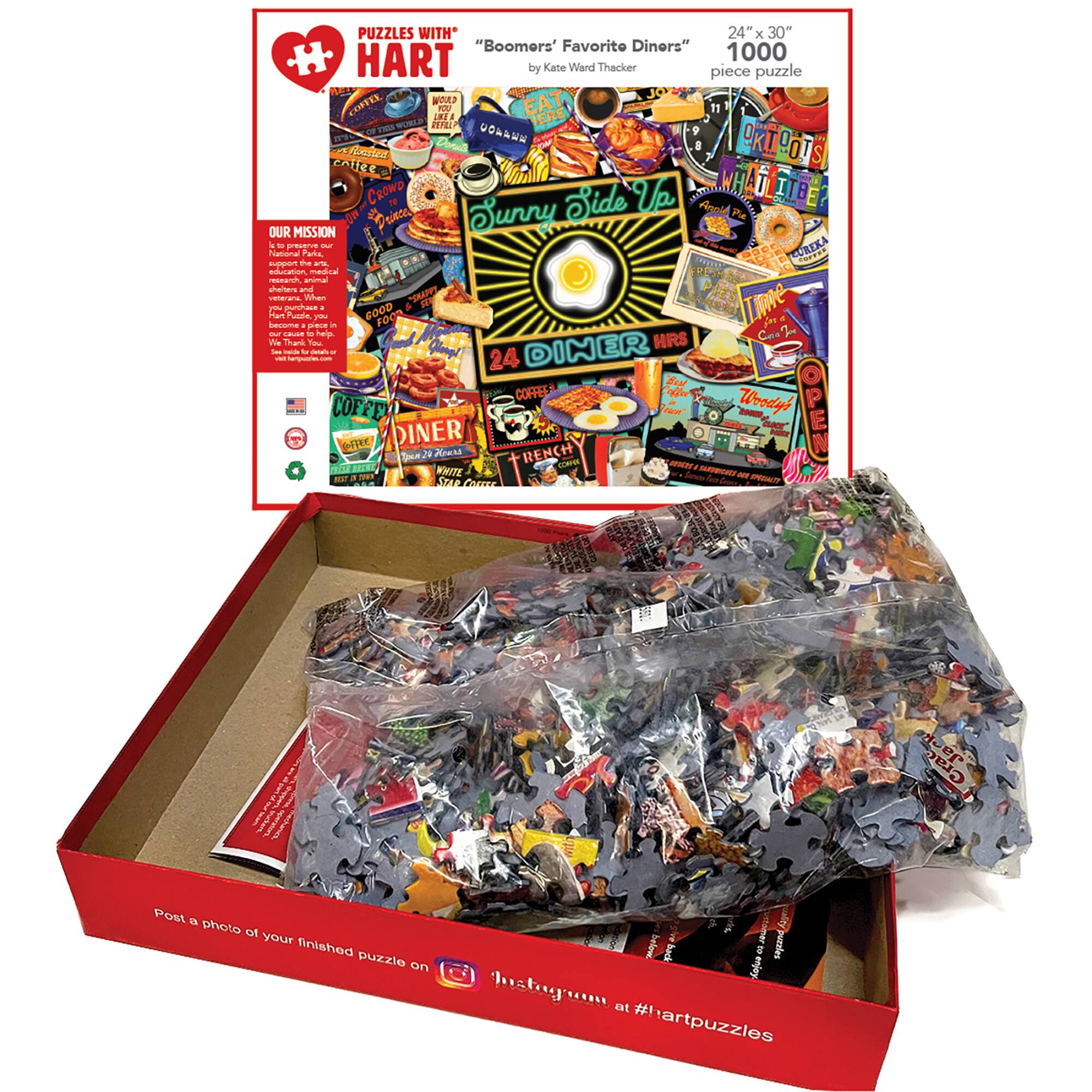 Hart Puzzles Boomers' Favorite Diners by Kate Ward Thacker 1,000 Piece Jigsaw Puzzle