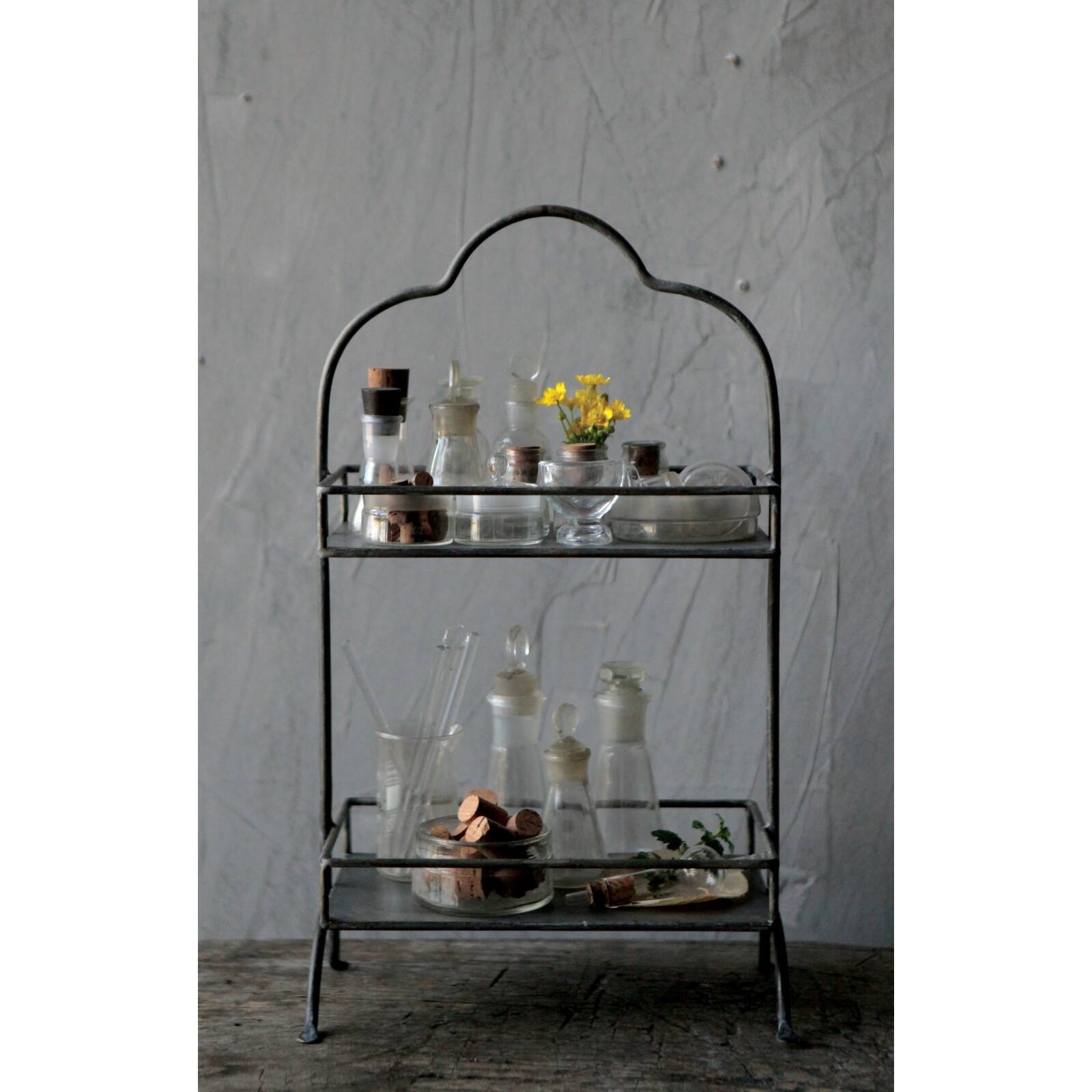 Hello Honey® 18" Decorative Metal 2-Tier Tray with Handle