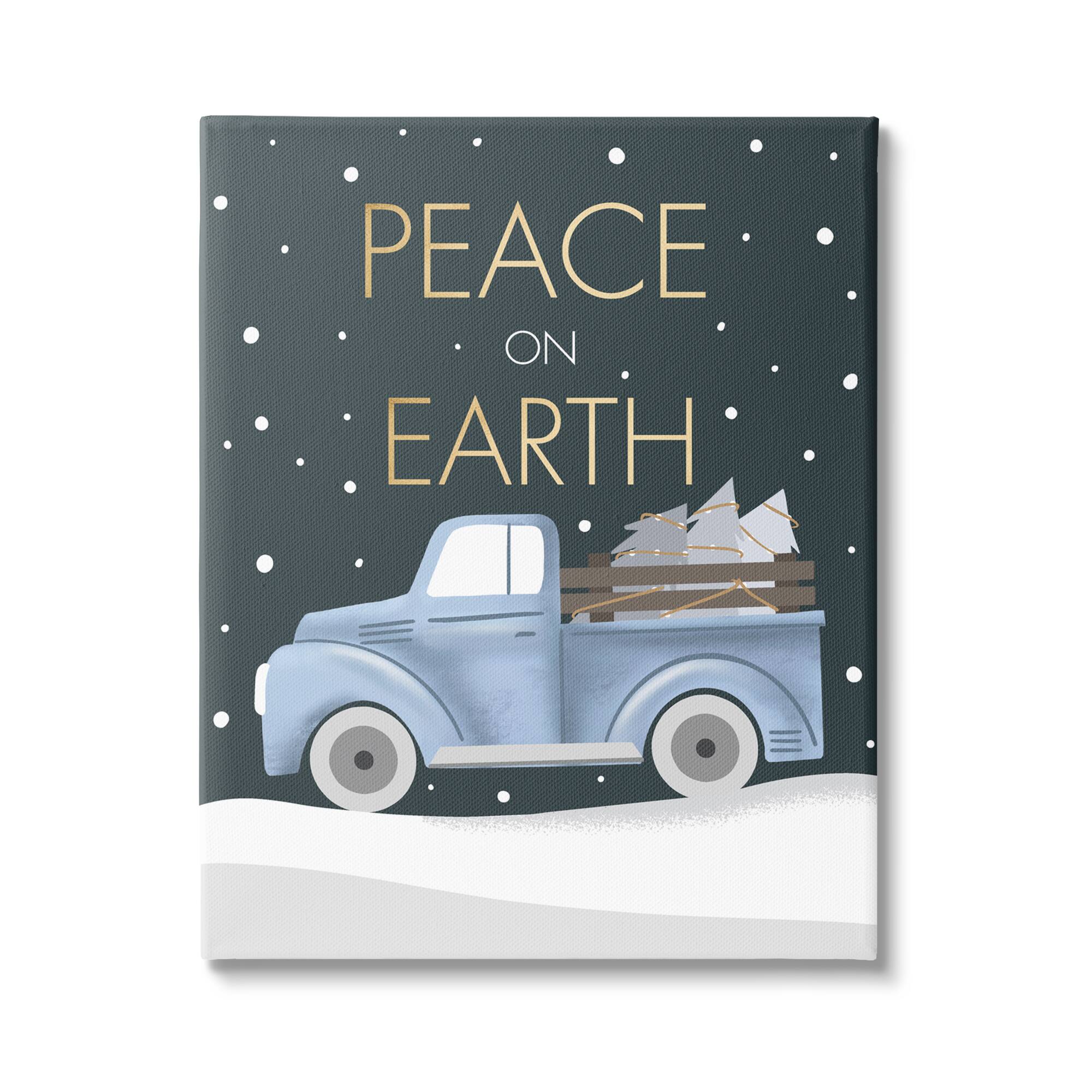 Stupell Industries Peace On Earth Snowy Truck Canvas Wall Art