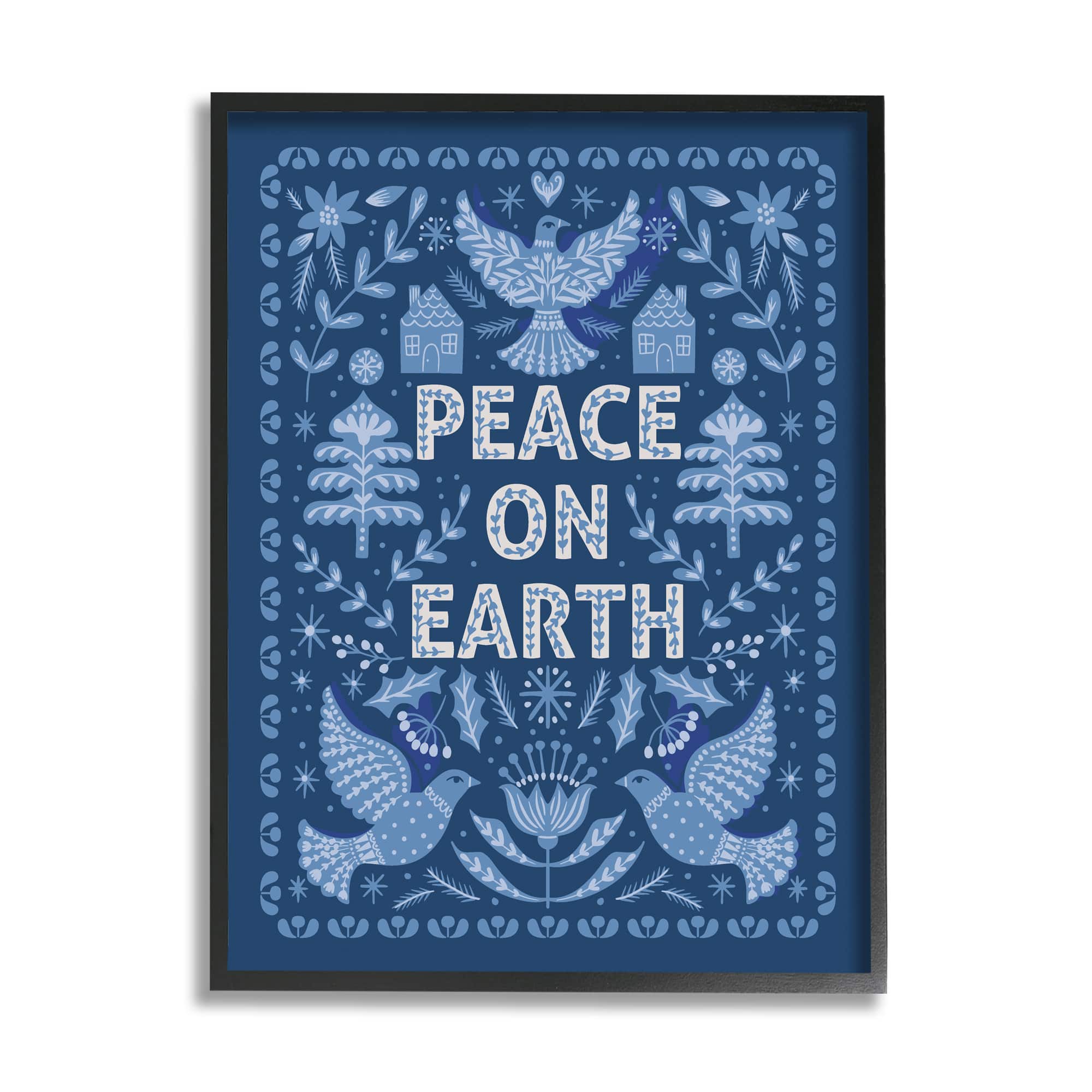 Stupell Industries Peace On Earth Blue Doves Framed Giclee Art in Black | 24" x 30" | Michaels&reg;