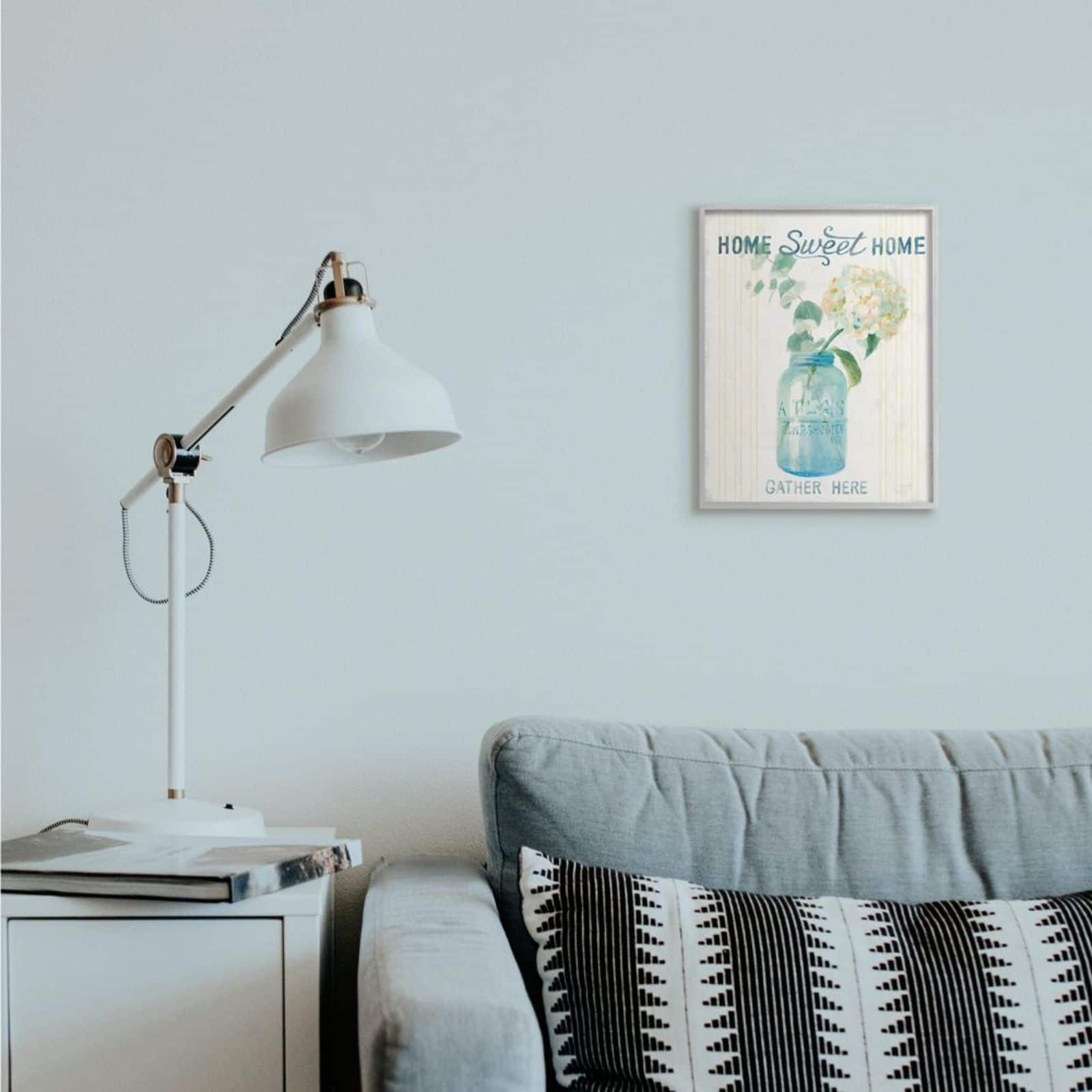 Stupell Industries Home Sweet Home Bouquet in Blue Jar Framed Wall Art