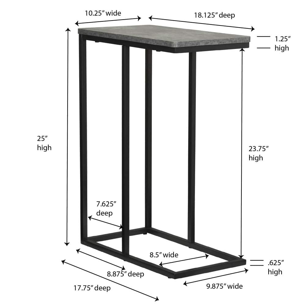 Household Essentials 25" Jamestown C-Shaped End Table