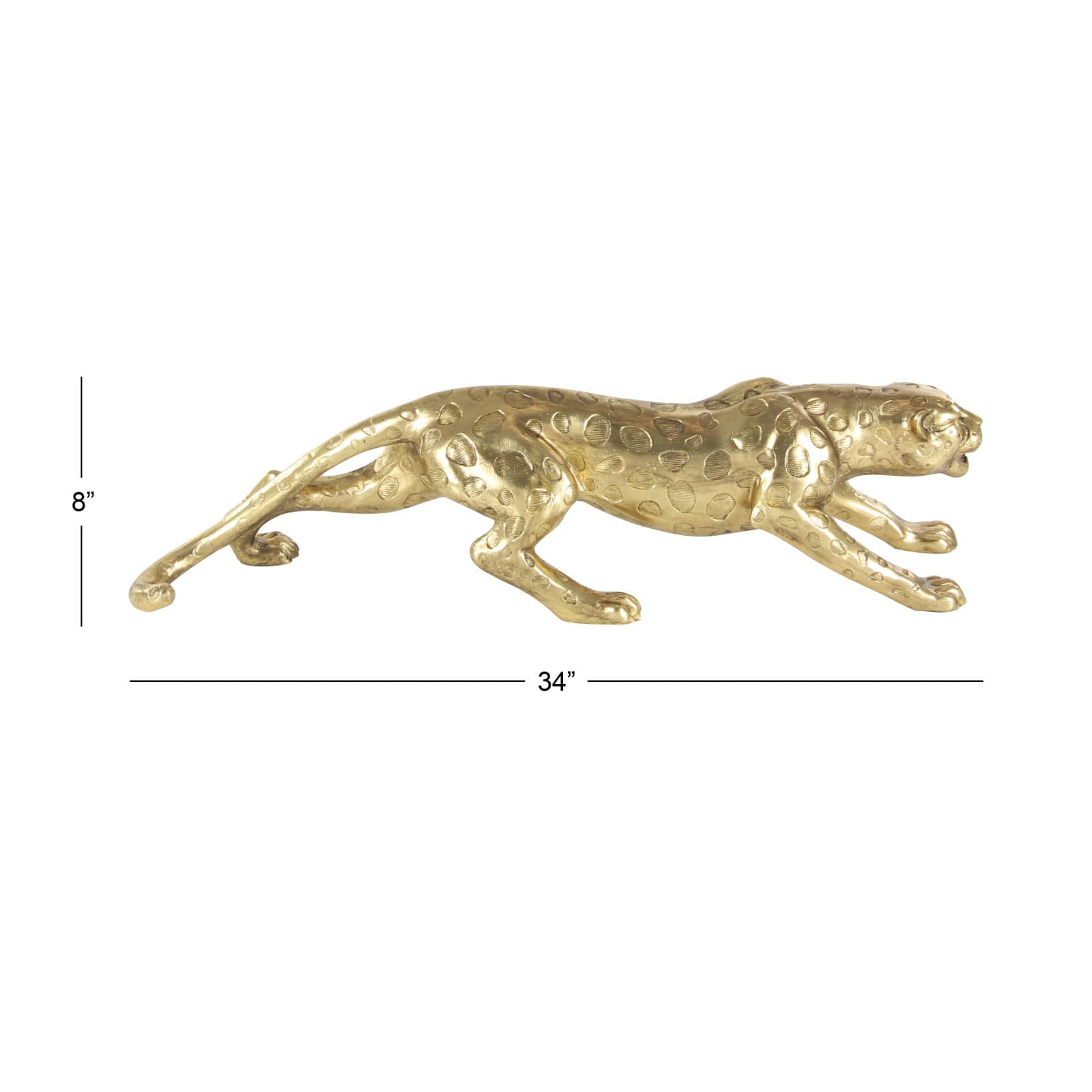 34" Gold Polystone Glam Leopard Sculpture