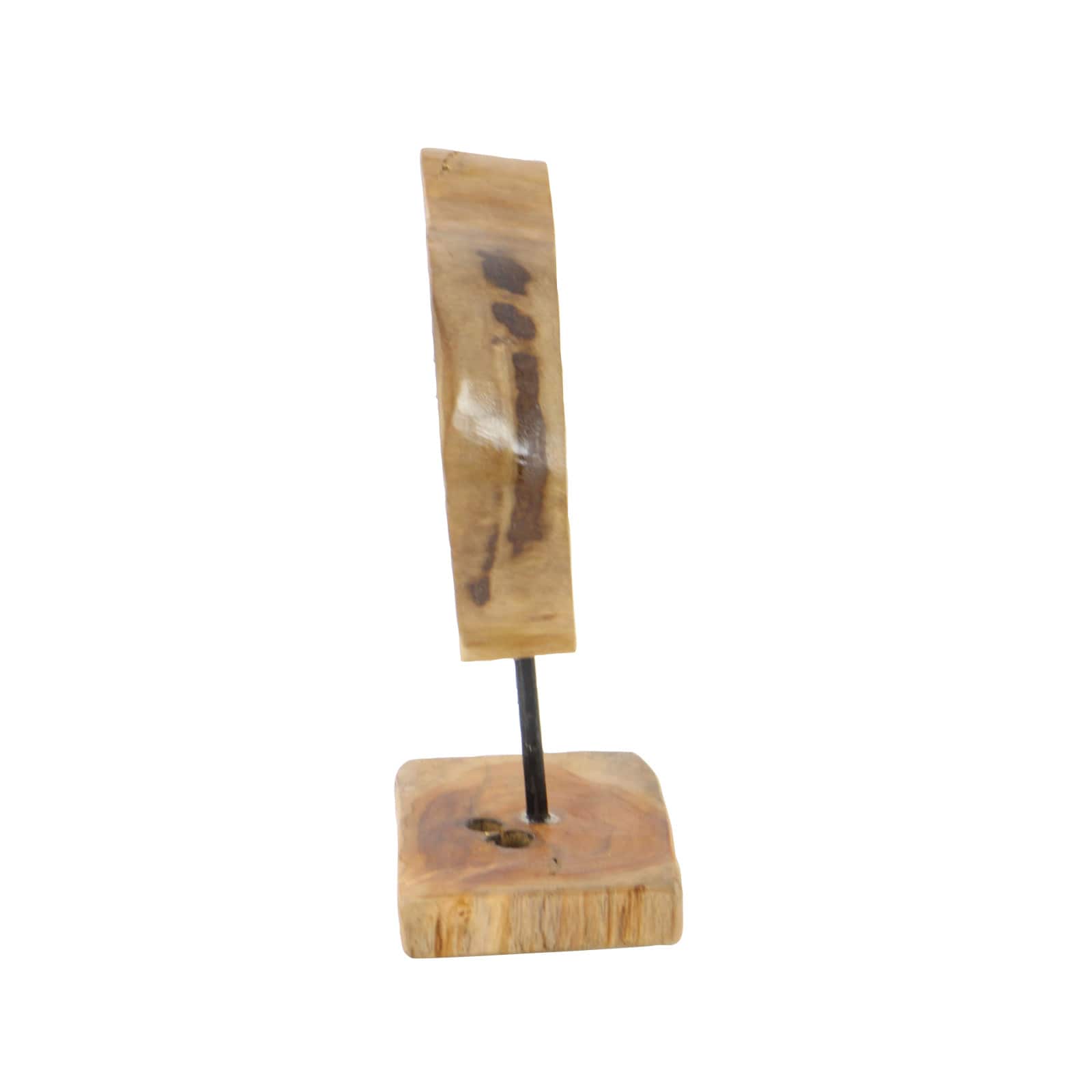 12" Natural Round Brown Teak Wood Log Sculpture