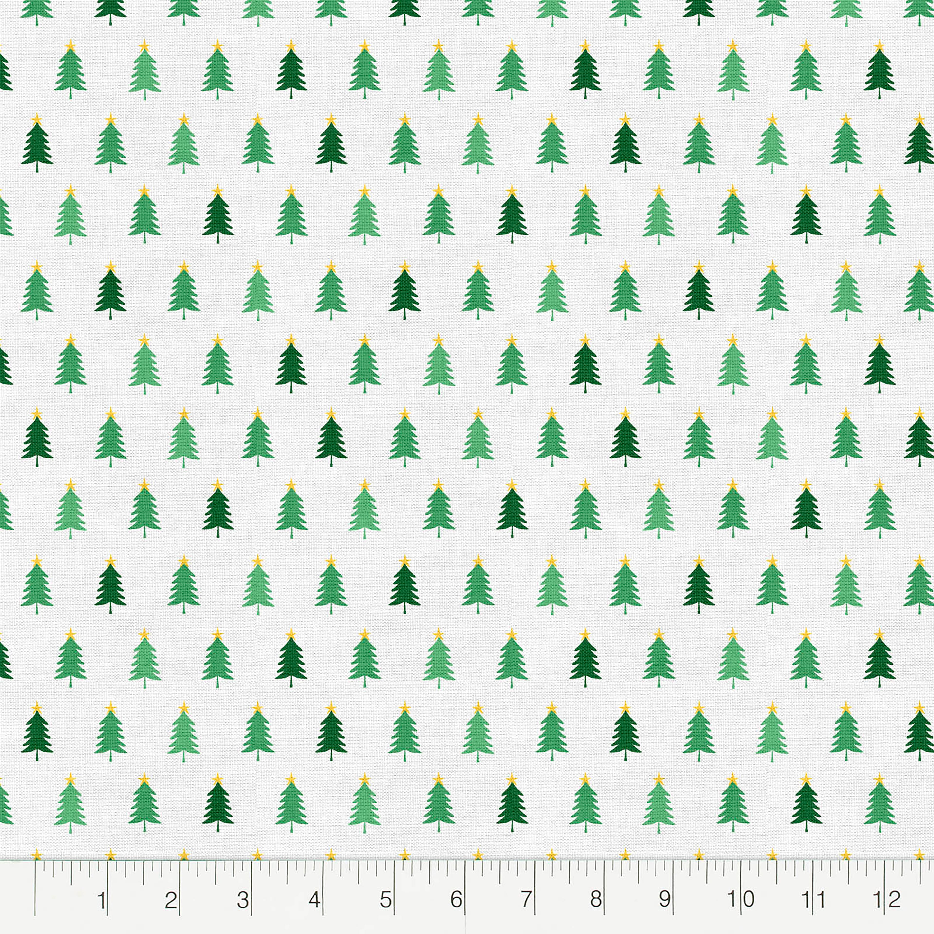 Fabric Editions White Oh Christmas Tree Cotton Fabric