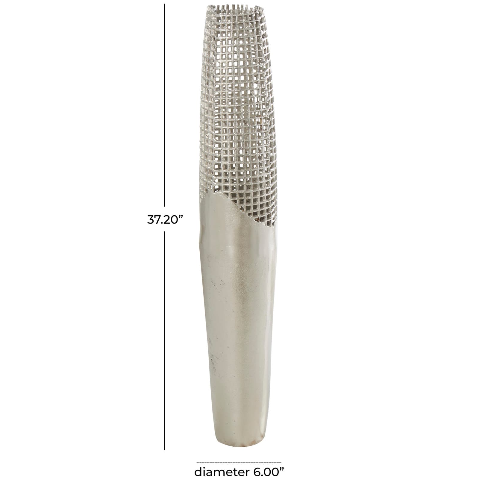 3ft. Silver Aluminum Grid Inspired Vase with Open Frame Design