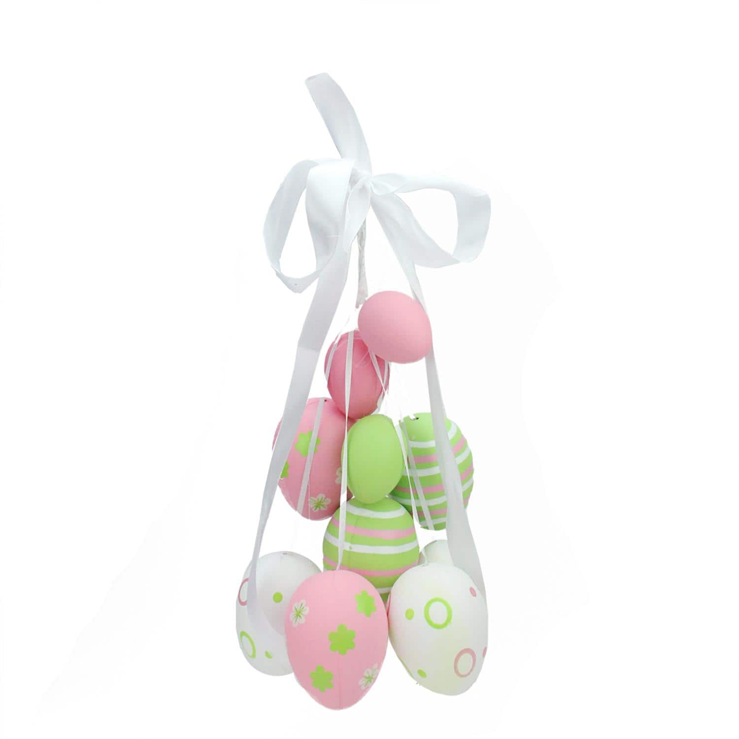 Pastel Pink, Green and White Easter Egg Cluster Hanging Decoration