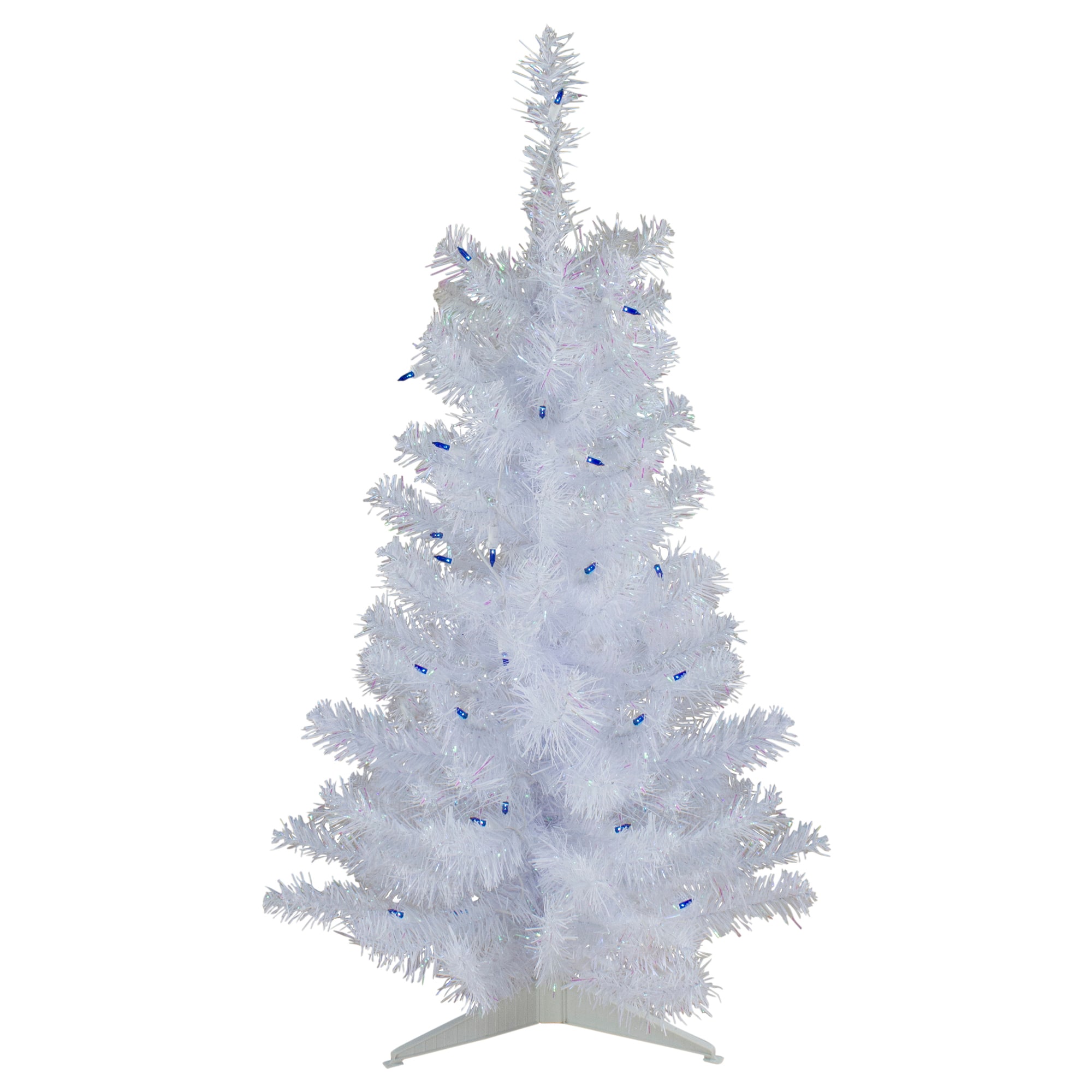 Northlight White Slim Artificial Blue Lights 3 Foot Pre-Lit Pine Christmas Tree, One Size, White