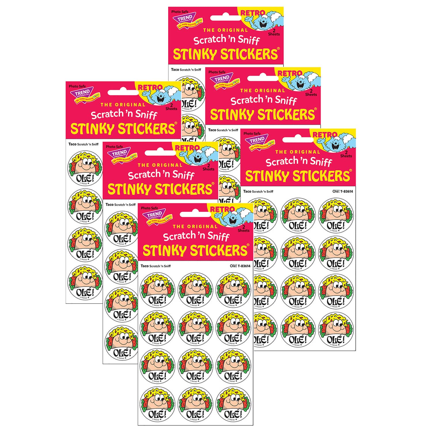 TREND Enterprises® Olé! Taco Scented Stickers, 6 Packs of 24