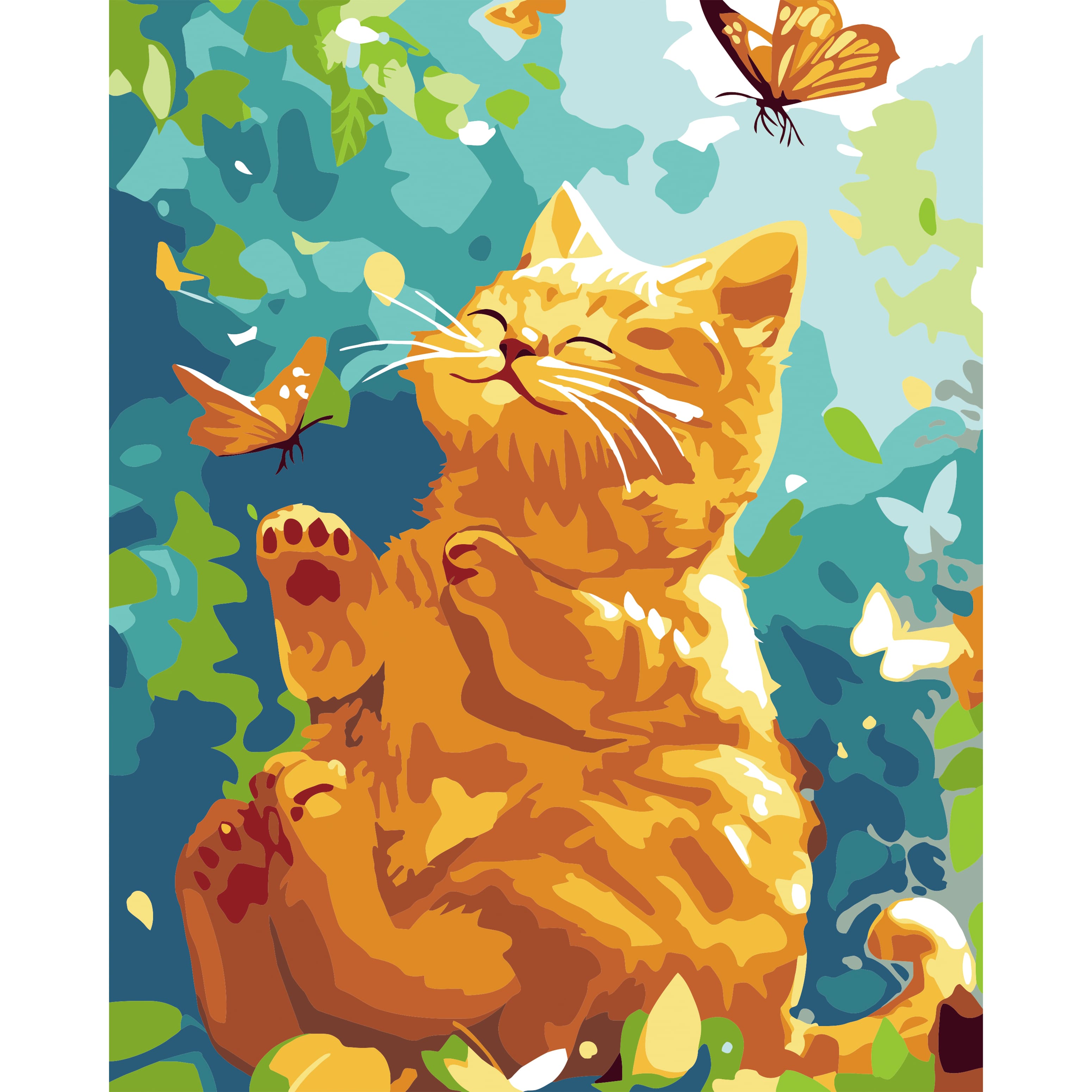 8" x 10" Tabby Cat with Butterflies Paint-by-Number Kit with Wood Display Hanger by Artist's Loft®
