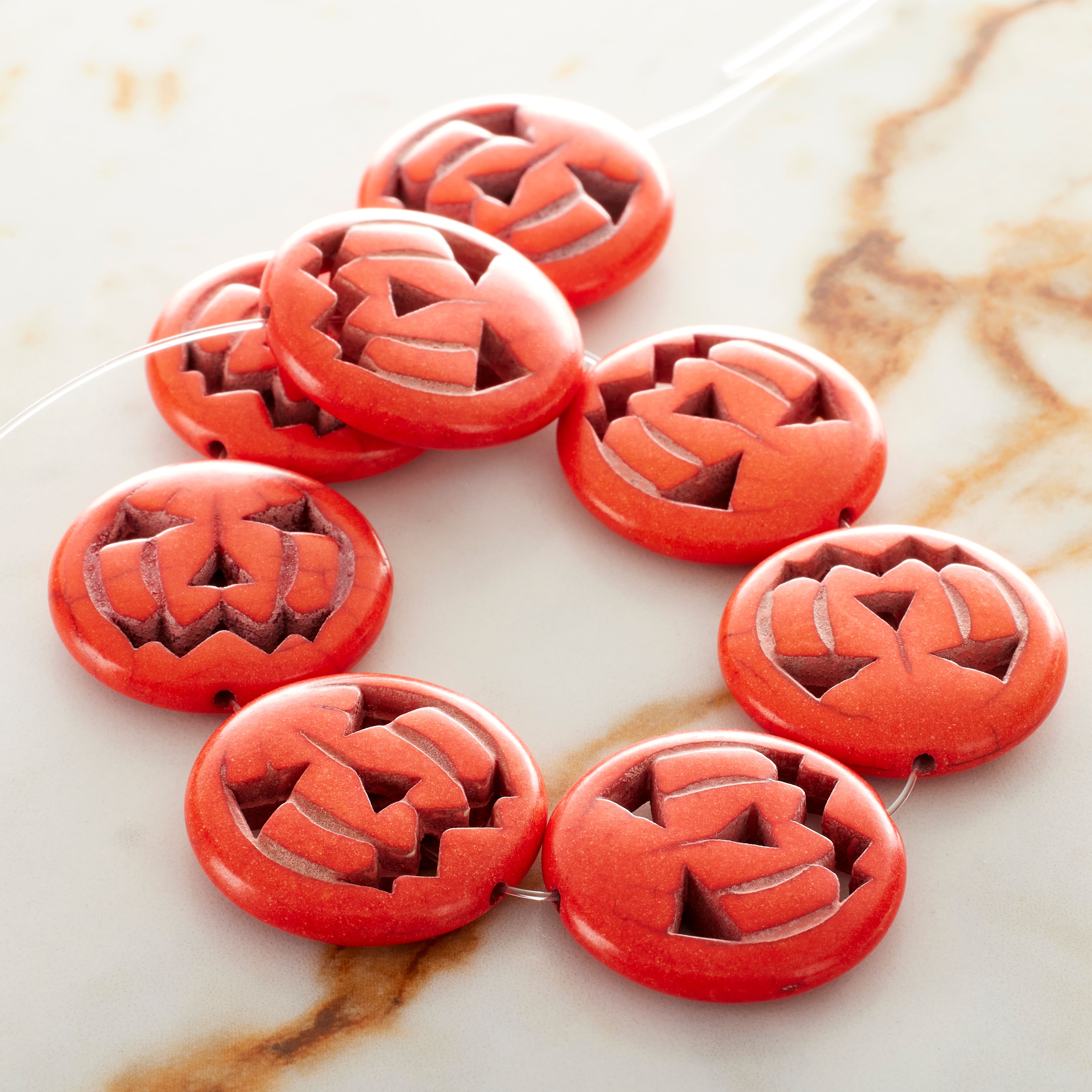 Orange Dyed Reconstituted Howlite Pumpkin Beads, 25mm by Bead Landing™