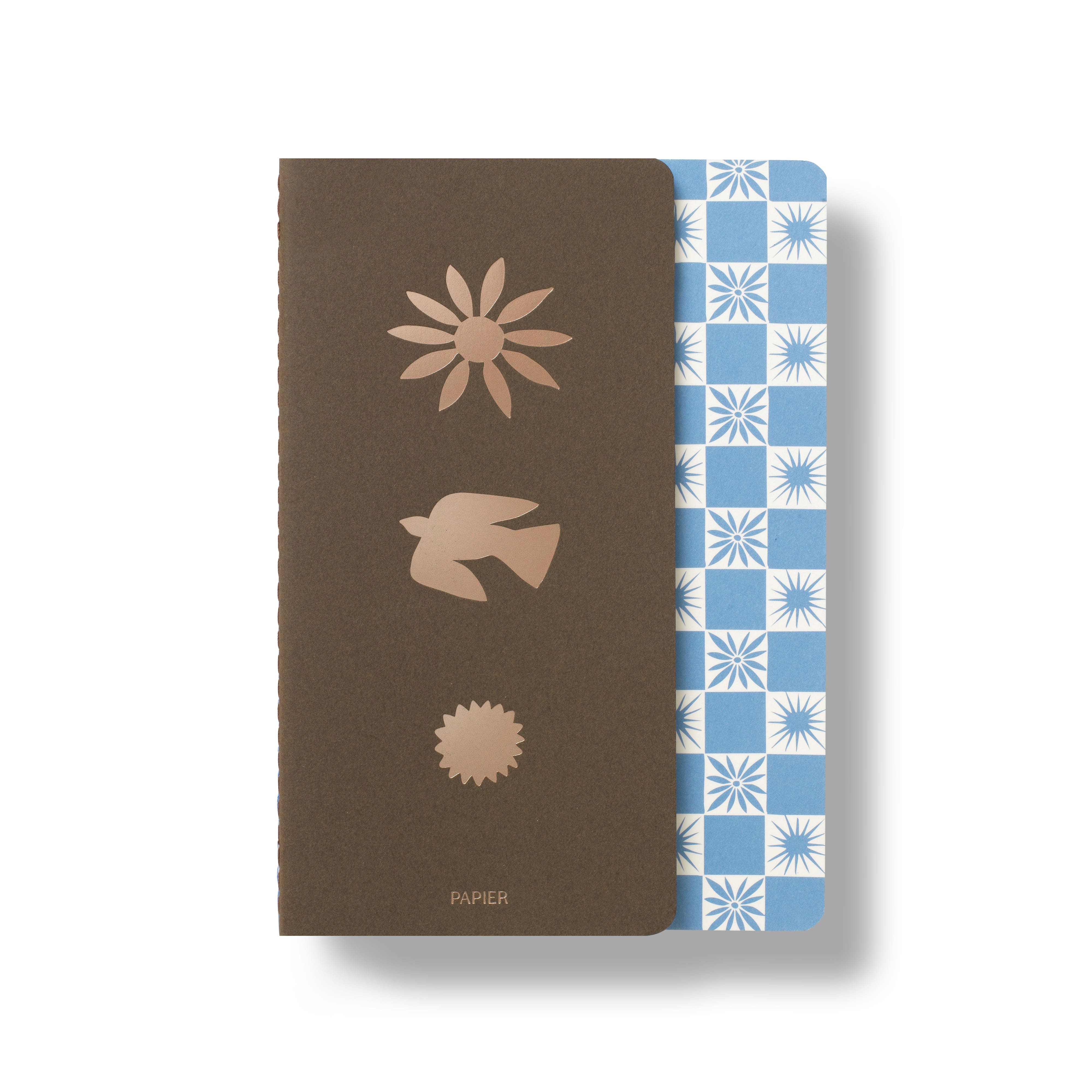 Papier Check & Icons Softcover Stitched & Bound Lined Notebook Set