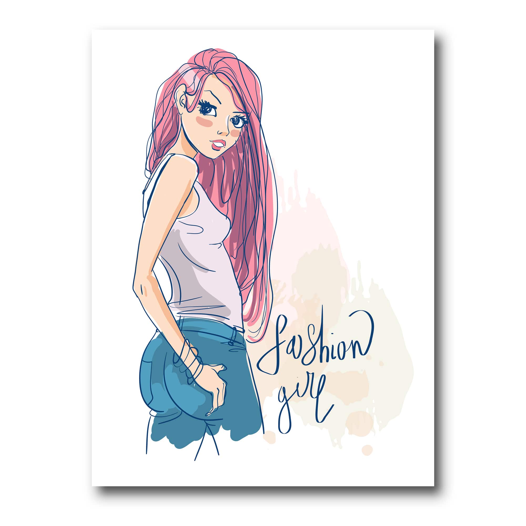 Designart - Trendy Fashion Girl I - Children's Art Canvas Wall Art Print
