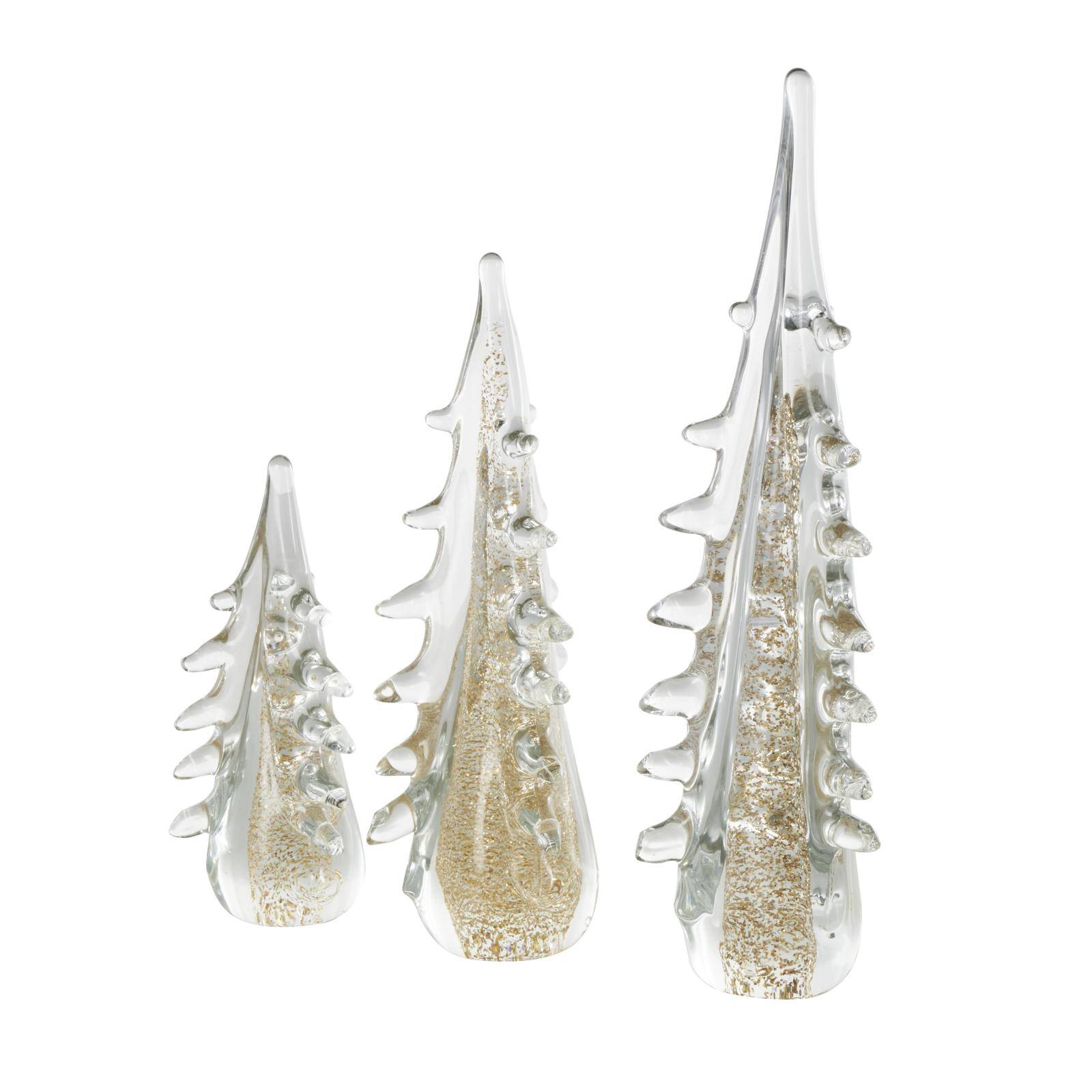 Gold & Clear Decorative Glass Sculpture Set