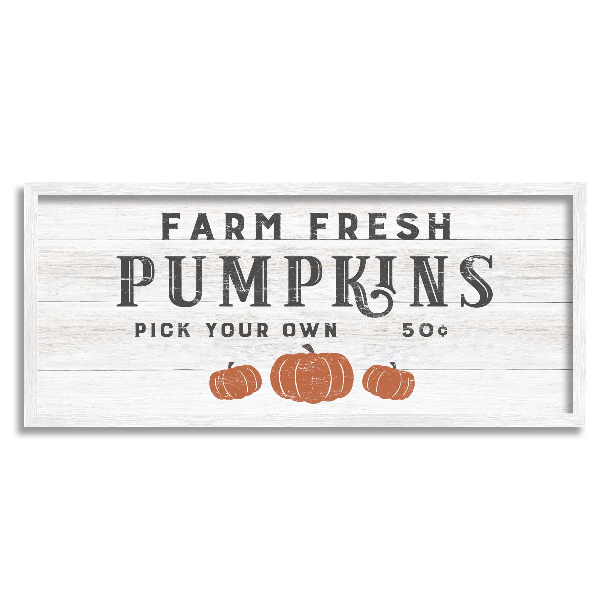 Stupell Industries Farm Fresh Pumpkins Country Sign Framed Giclee Art