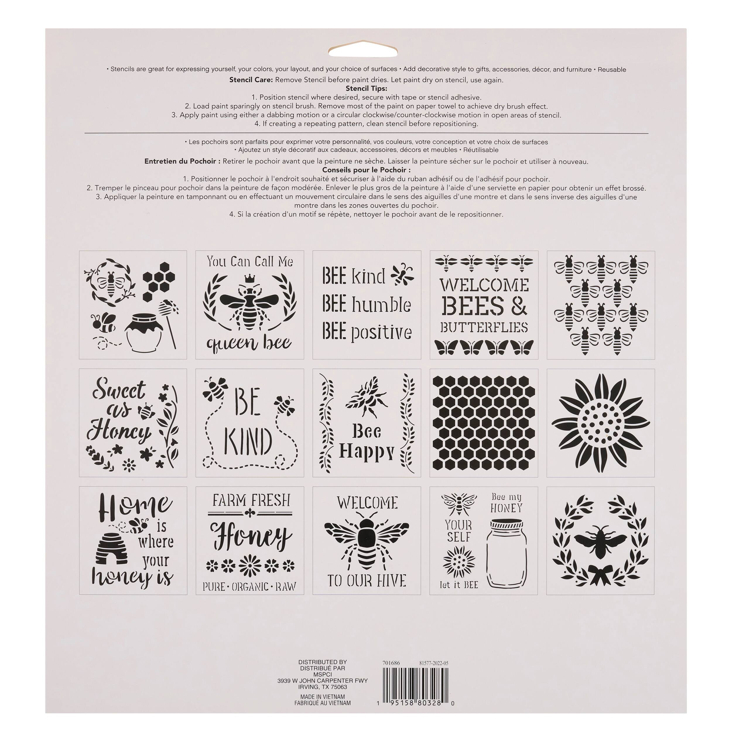 Bees & Honey Stencils by Craft Smart®, 12" x 12"