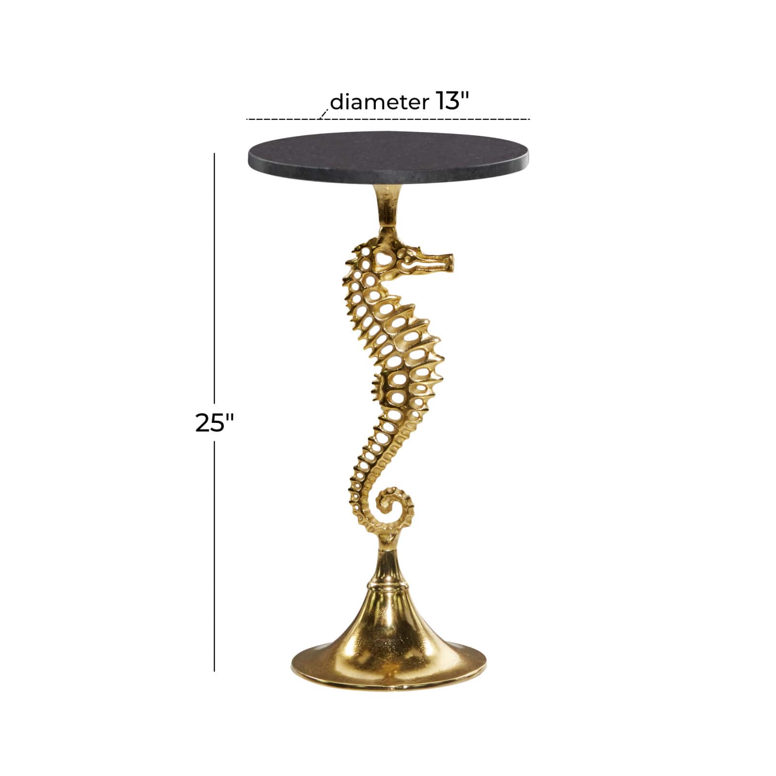 25" Gold Aluminum Coastal Accent Table