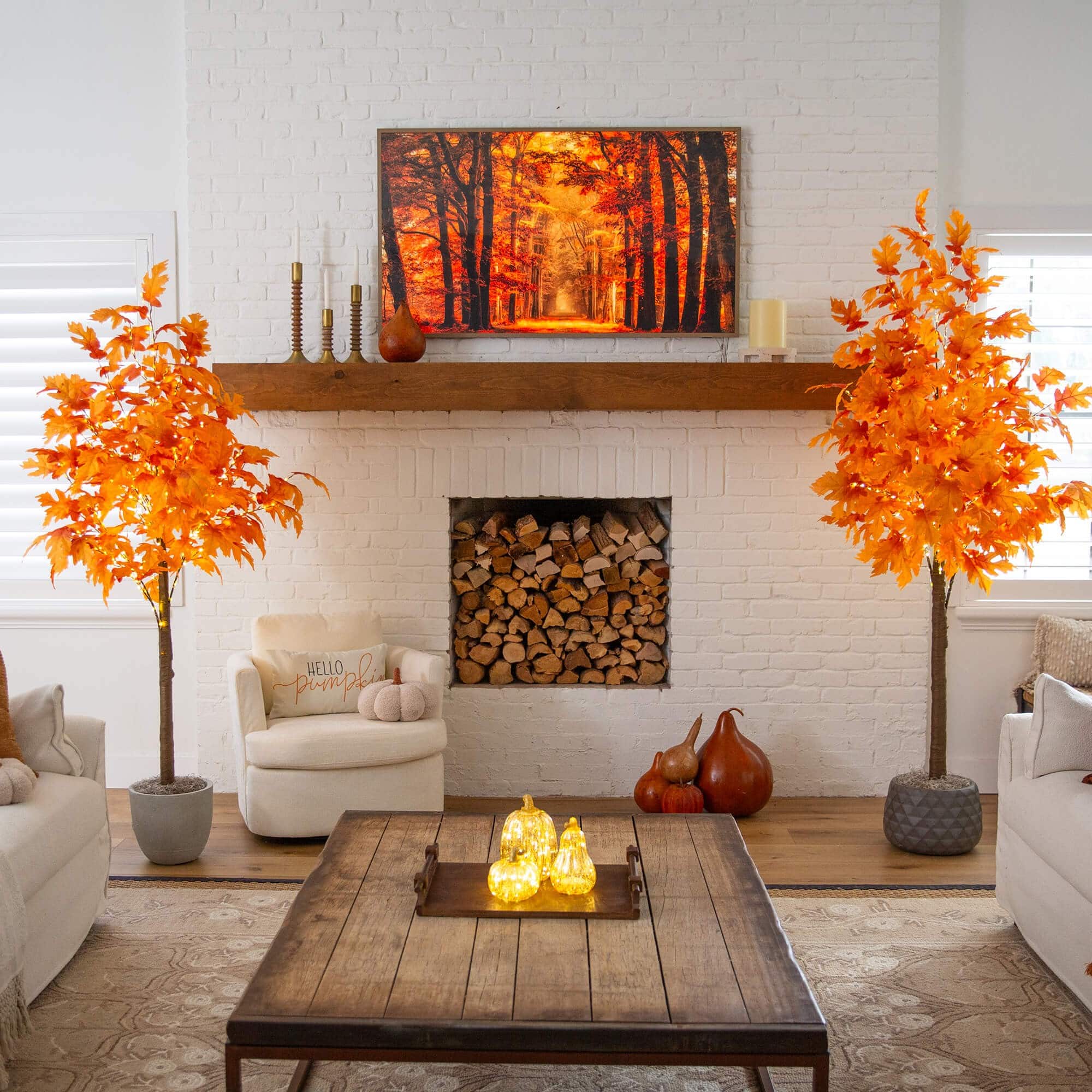 7ft. Pre-Lit Autumn Maple Artificial Fall Tree with 450 Warm White LED Lights