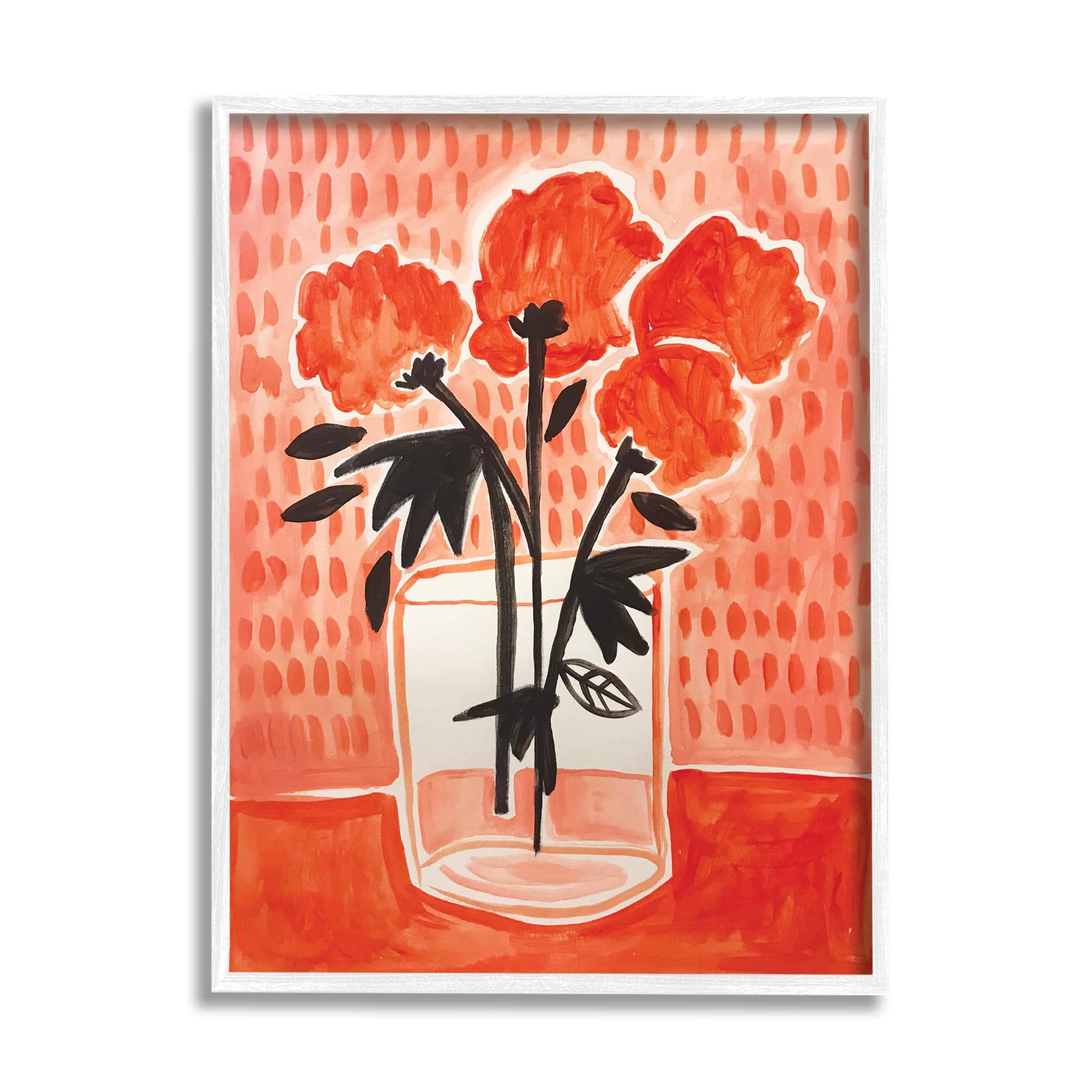 Stupell Industries Bold Red Flower Bouquet Black Stem Florals in White Frame Wall Art