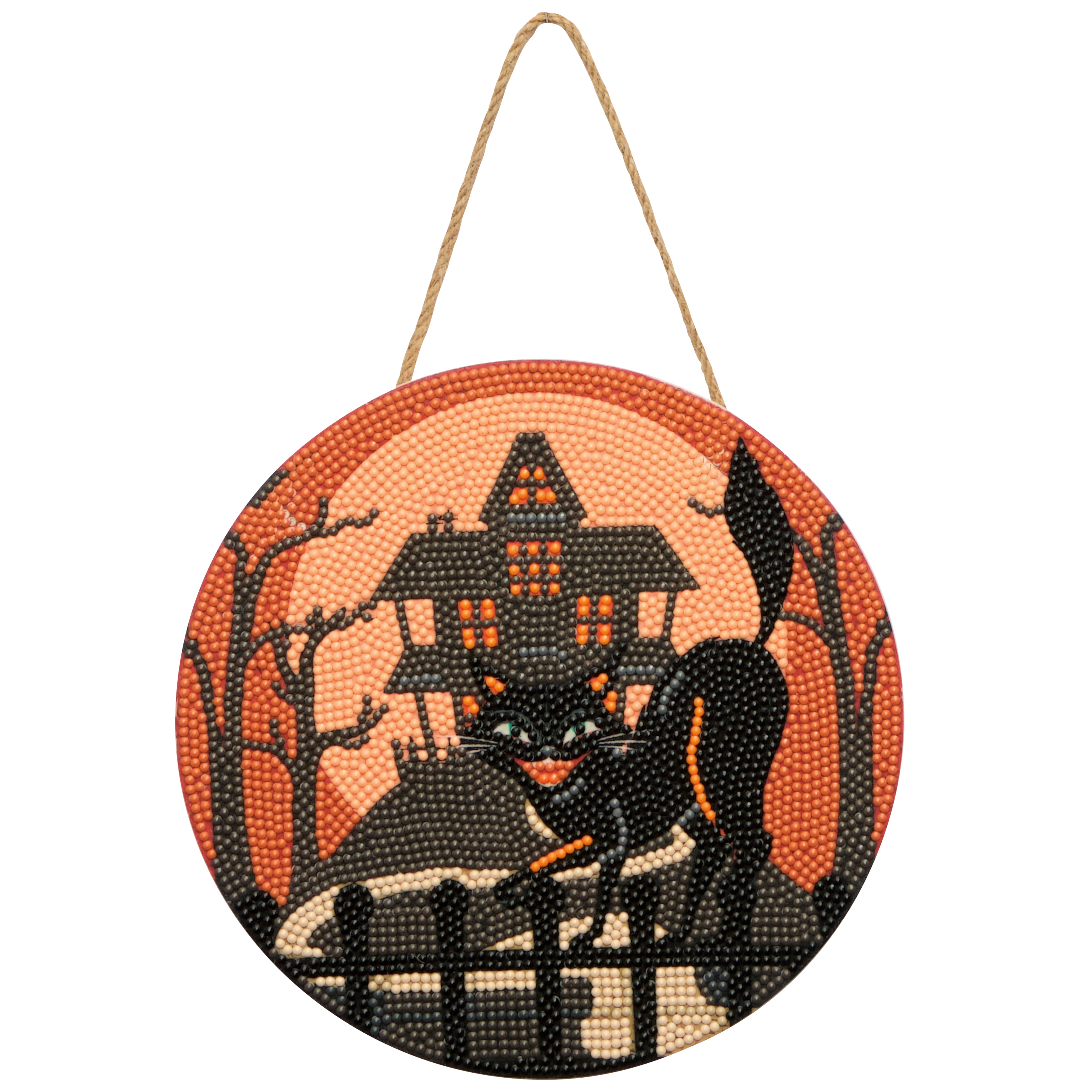 8" Black Cat Round Wood Plaque Diamond Art Kit by Make Market®