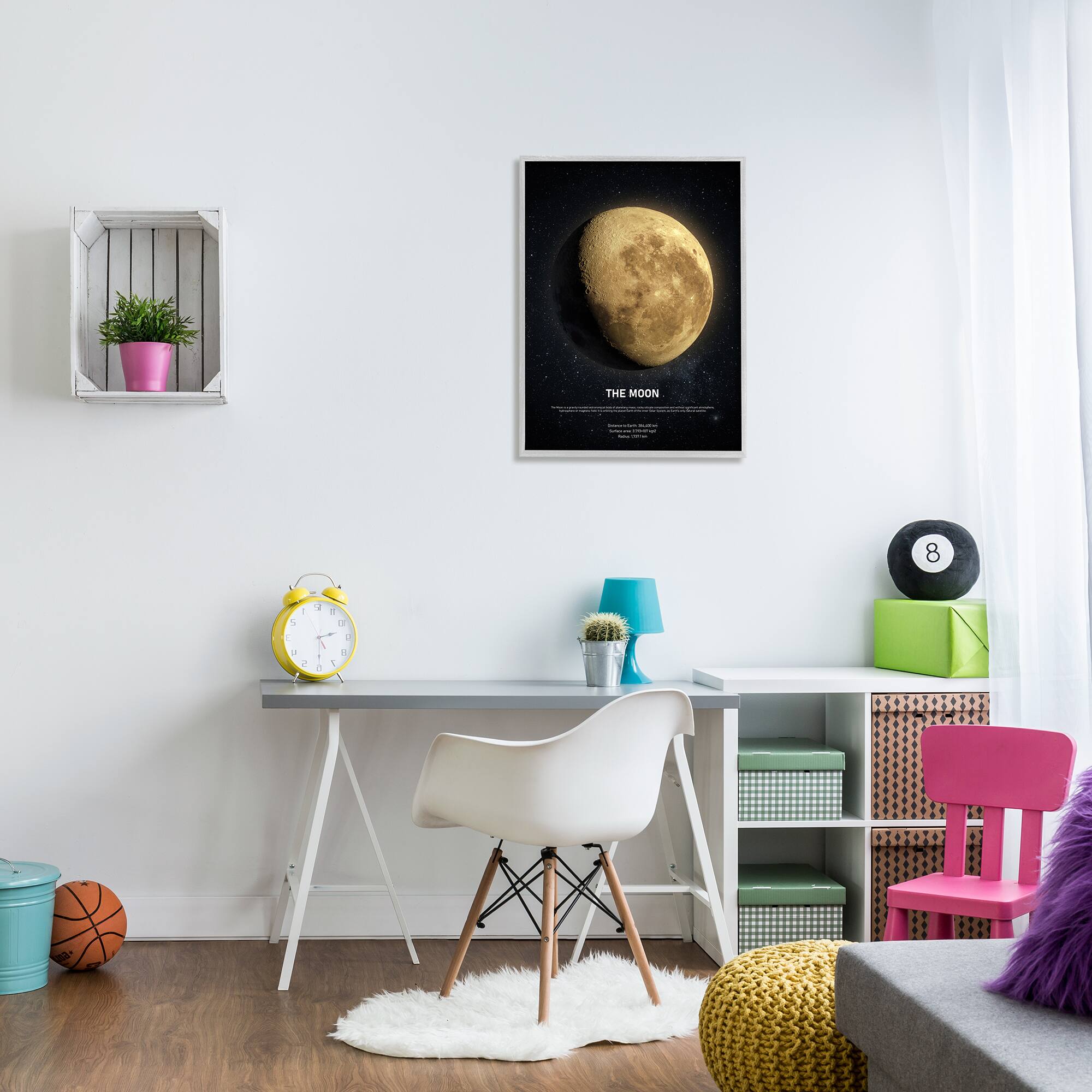 Stupell Industries Earth's Moon Celestial Facts Wall Art in Gray Frame