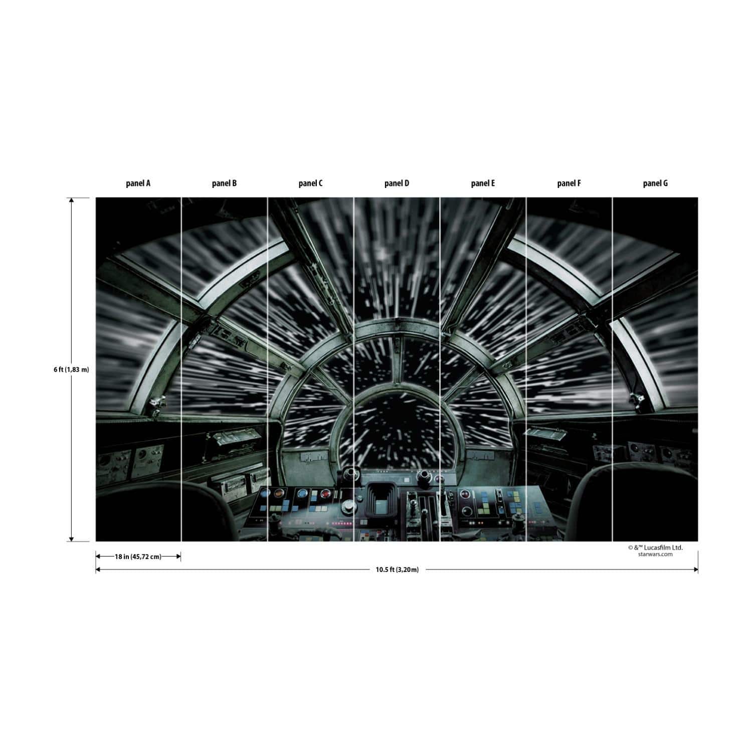 RoomMates Star Wars Millennium Falcon Peel & Stick Mural