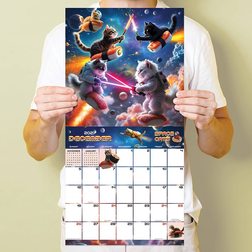2027 Space Cats Wall Calendar