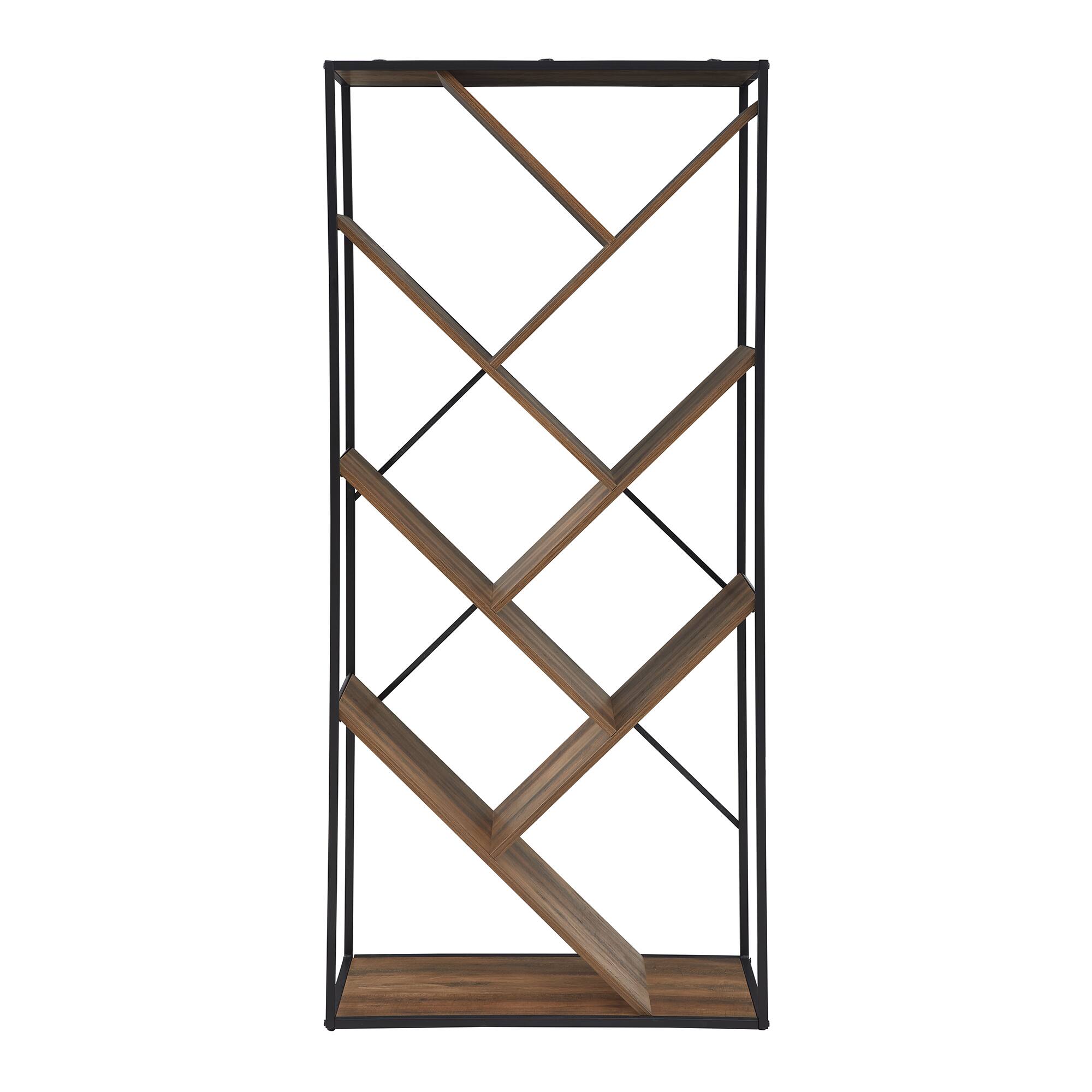 Walker Edison 68" Reclaimed Barnwood V Bookshelf