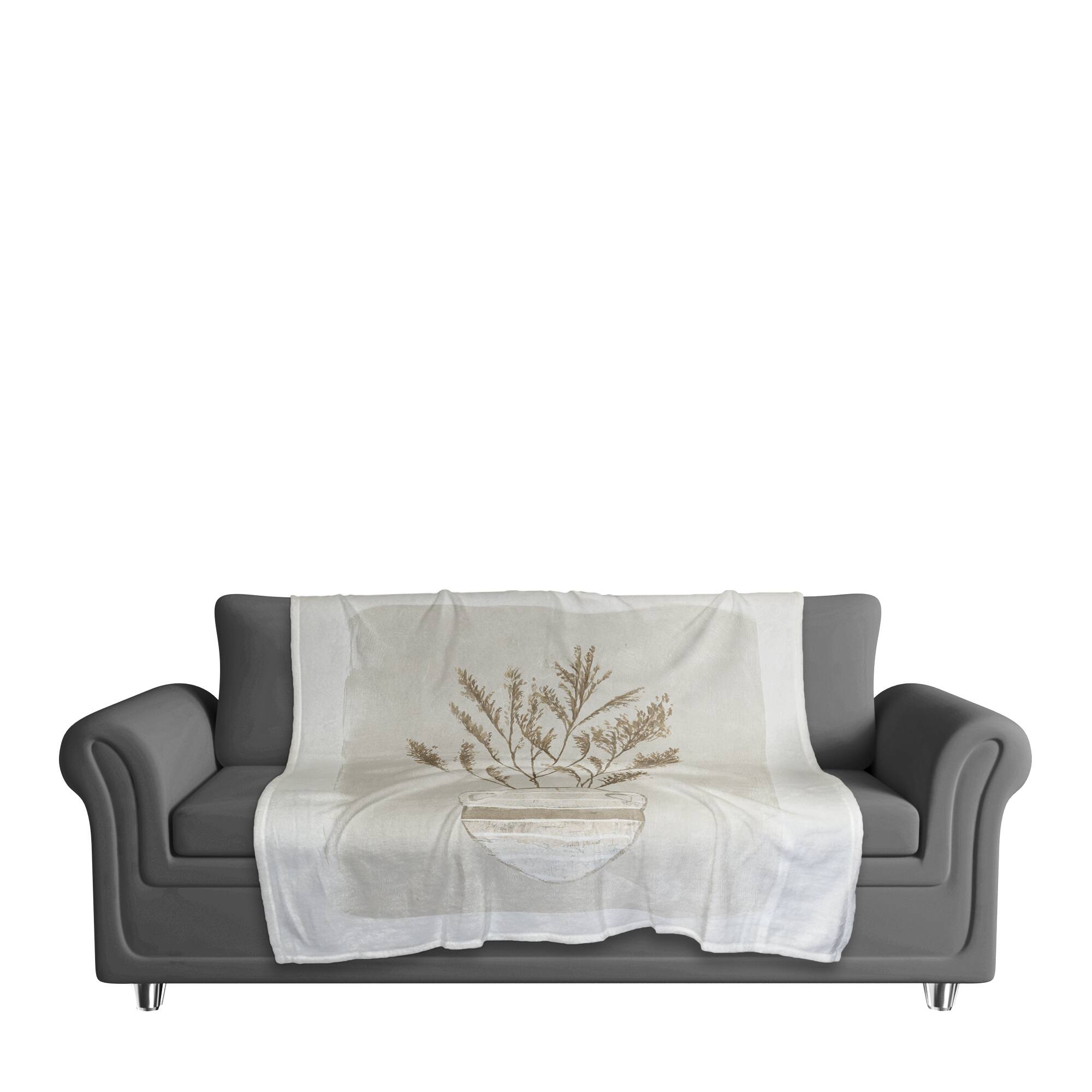 50" x 60" Pampas Jug Striped 2 Coral Fleece Blanket