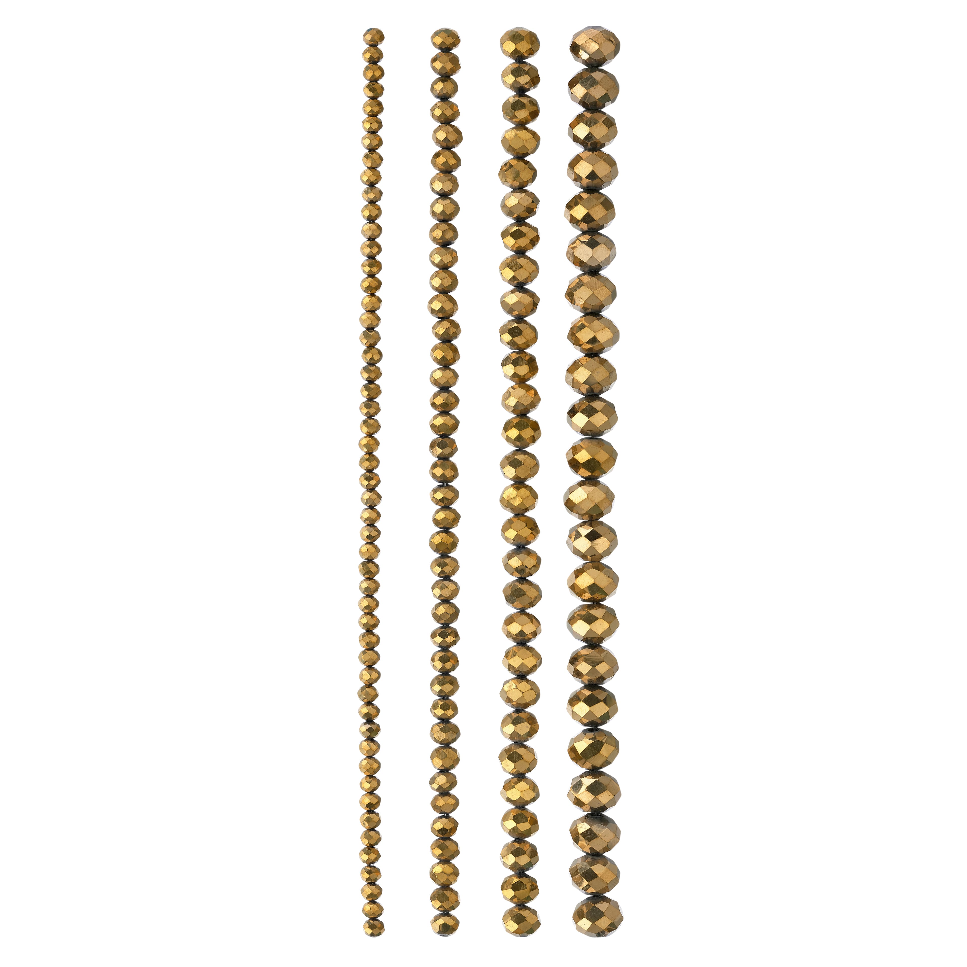 12 Pack: Gold Half Faceted Glass Rondelle Beads by Bead Landing™