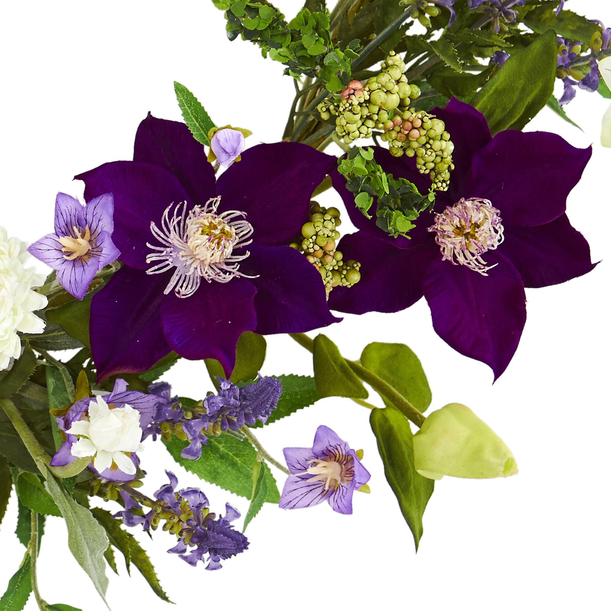 22'' Purple & White Mixed Flower Wreath