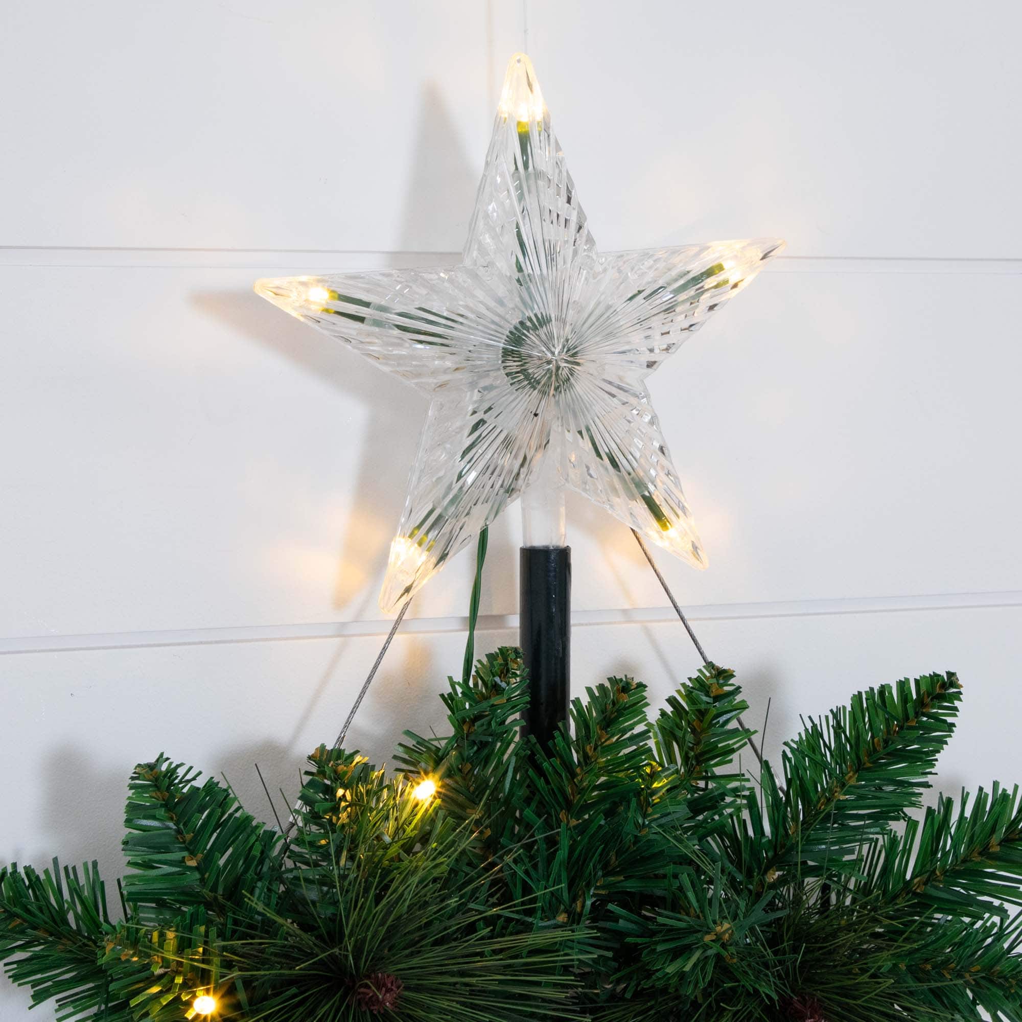 5ft. Pre-Lit Fir Wall Hanging Artificial Christmas Tree with Star Topper, Warm White LED Lights