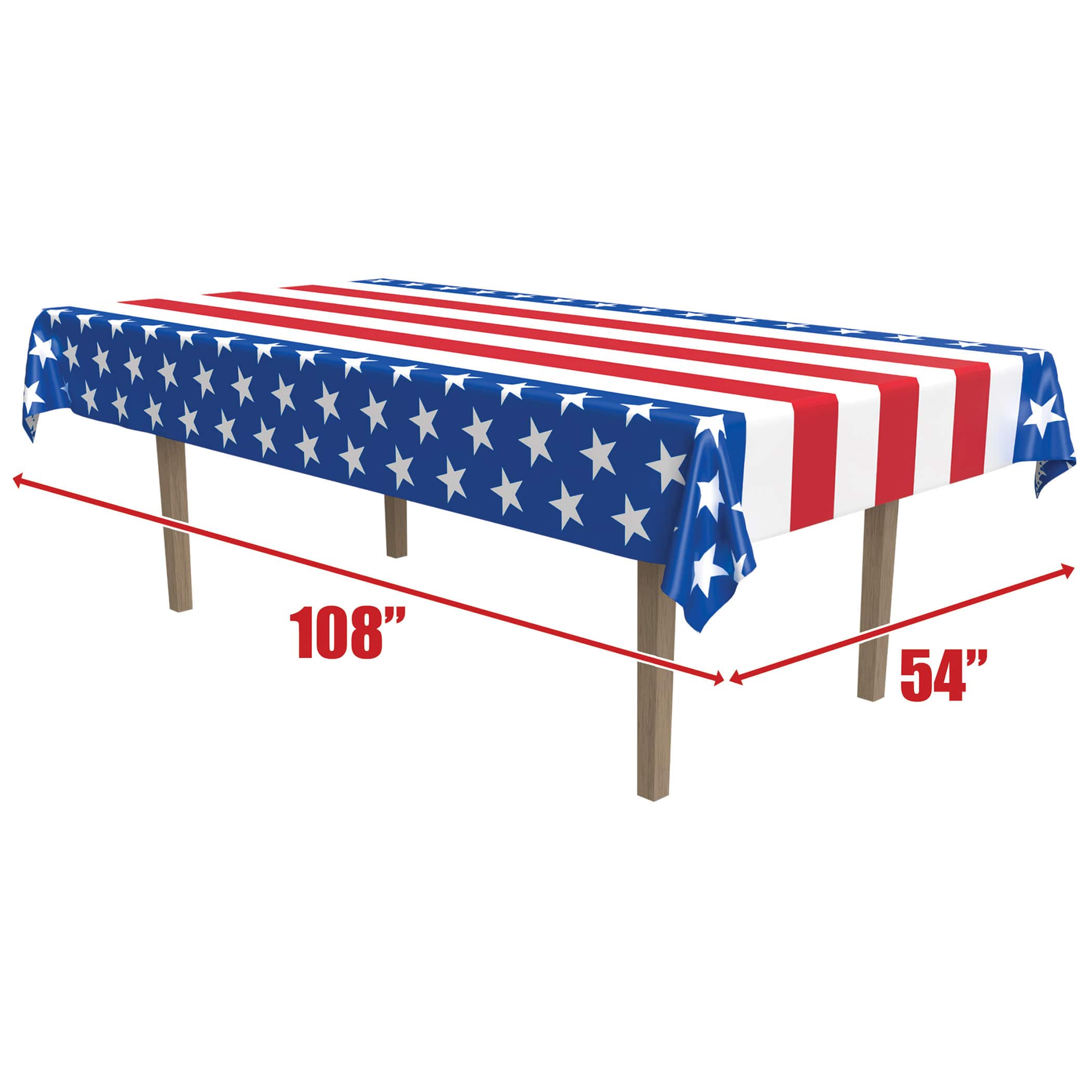Beistle 54" x 108" Metallic Stars & Stripes Table Cover