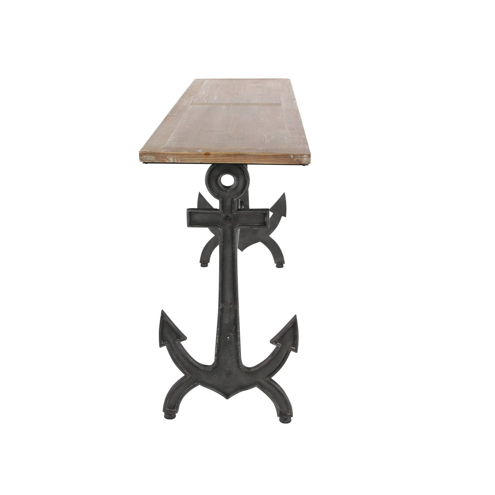 48" Brown Coastal Metal Console Table