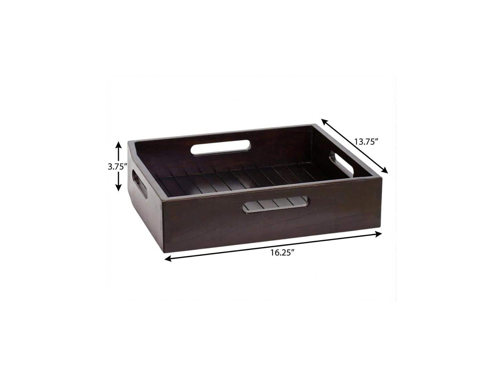 HomeRoots 16" x 14" Black Solid Wood Organizing Box