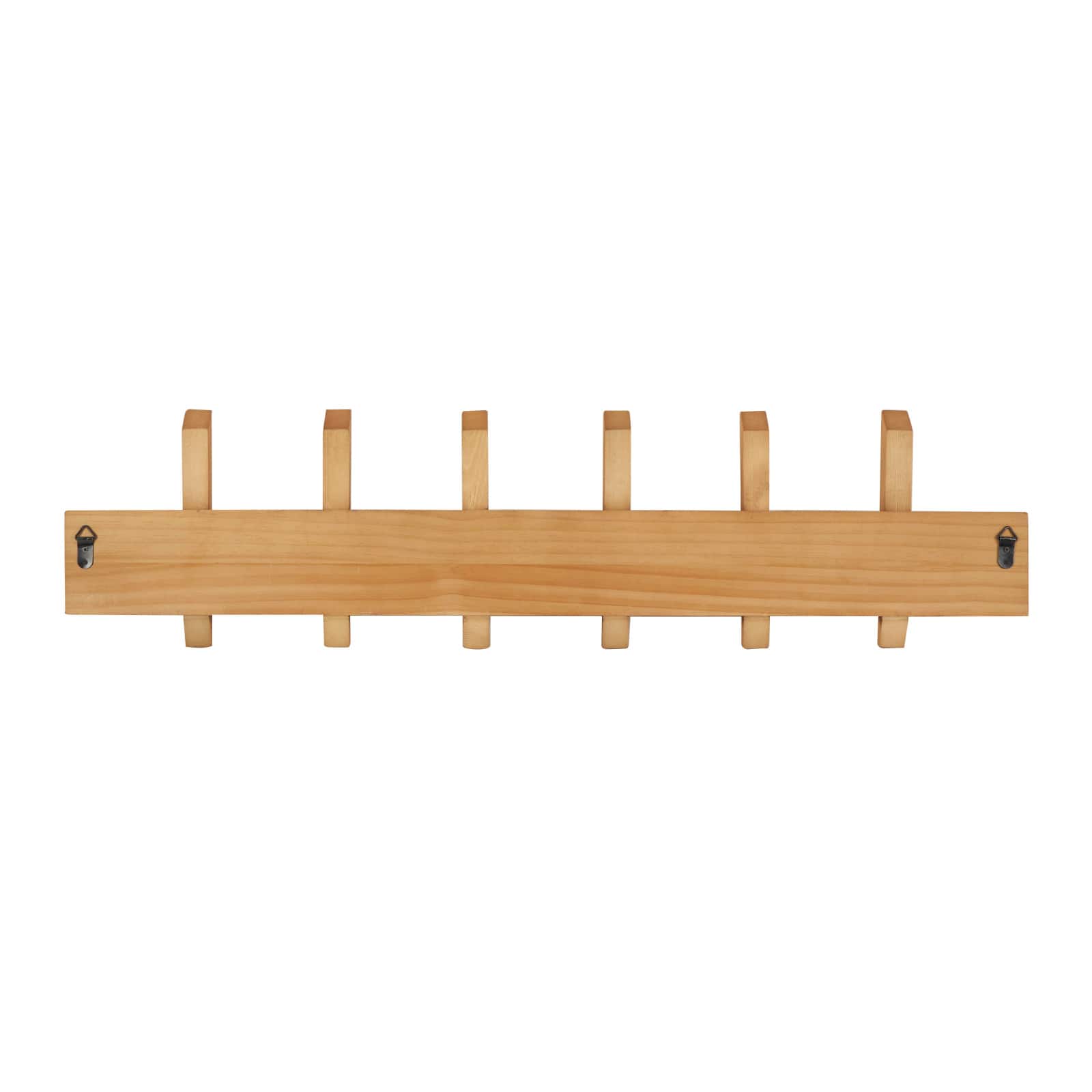 Brown Wood Minimalistic Wall Hook with 6 Hangers