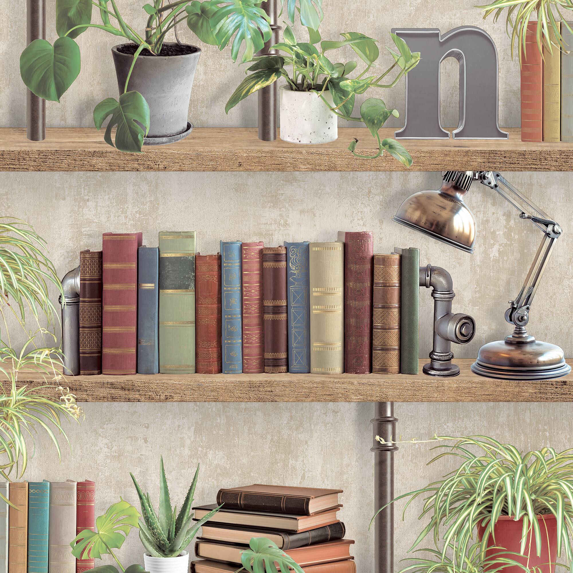 Designs Direct Industrial Book Nook Wallpaper