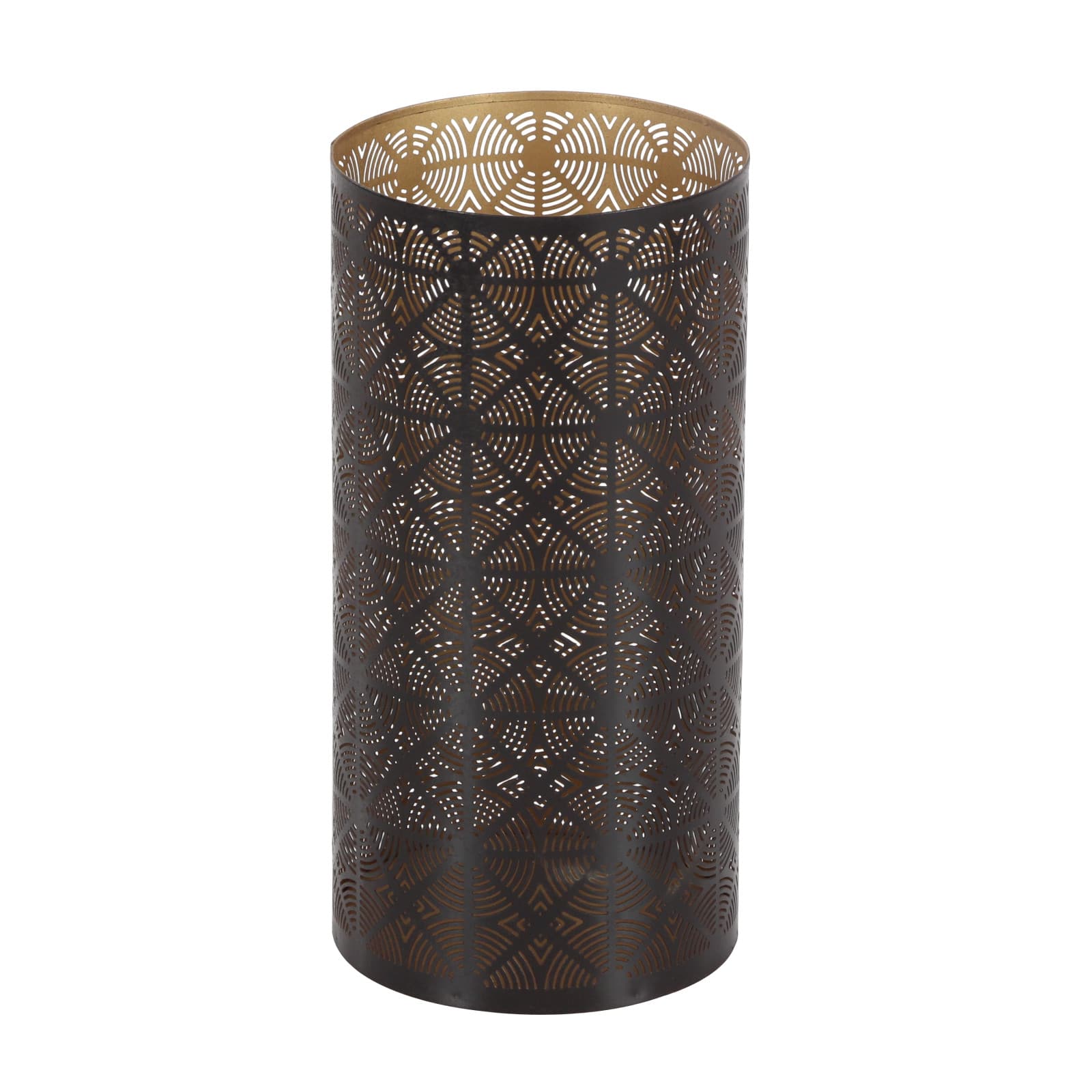 Set of 3" Brown Metal Eclectic Lantern, 12", 10", 6"