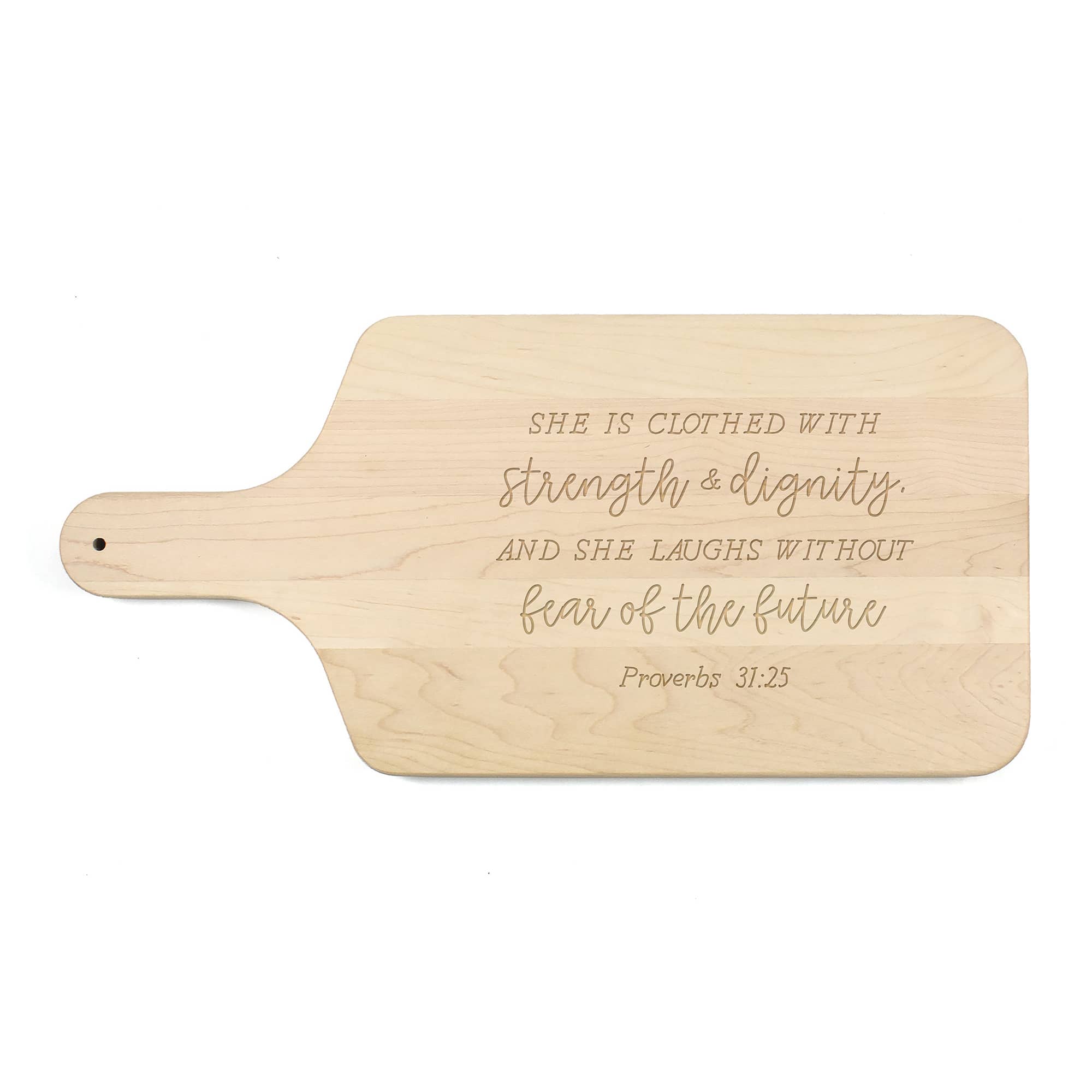 8" x 17" Strength & Dignity Maple Paddle Cutting Board