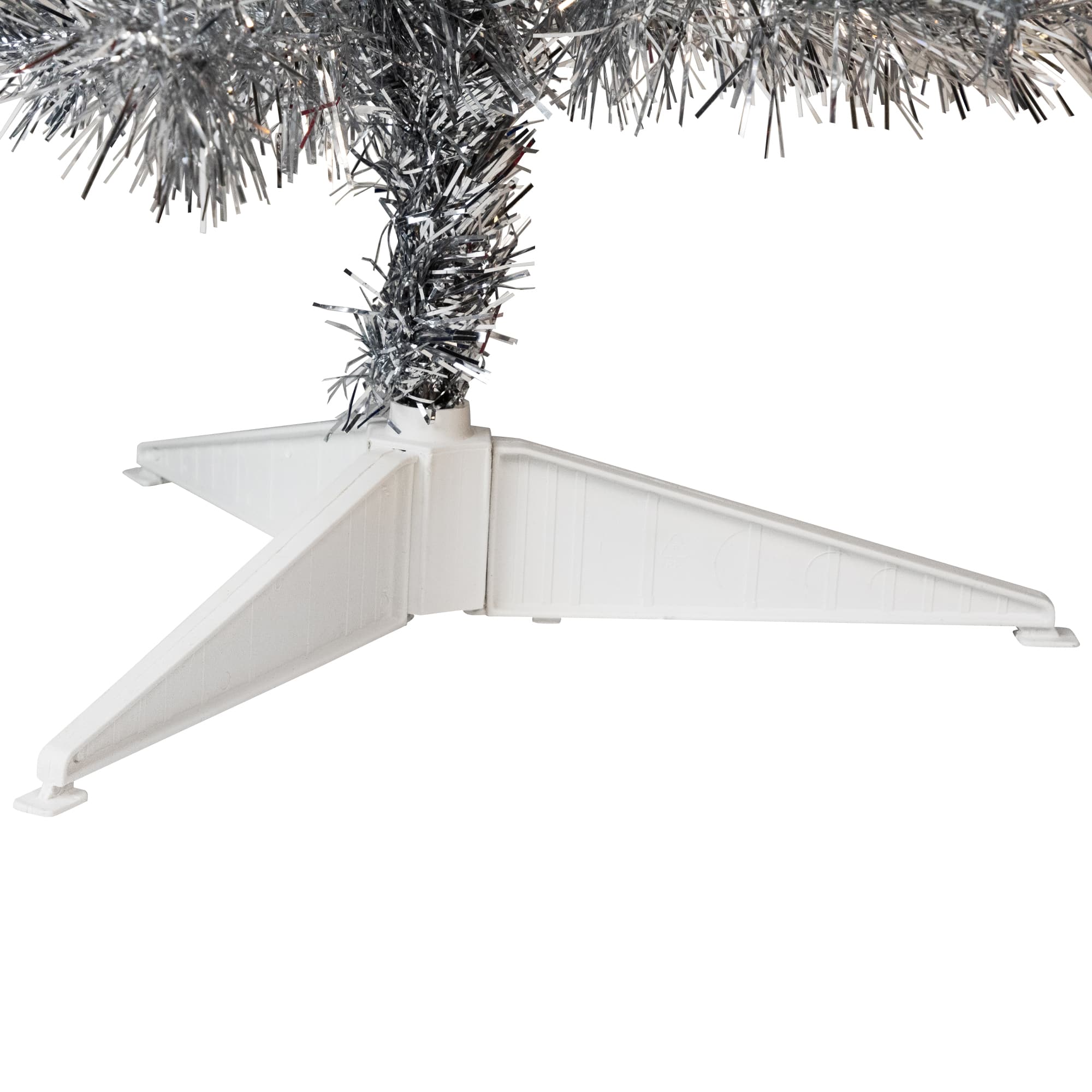 3ft. Pre-Lit Silver Tinsel Artificial Christmas Tree, Clear Lights