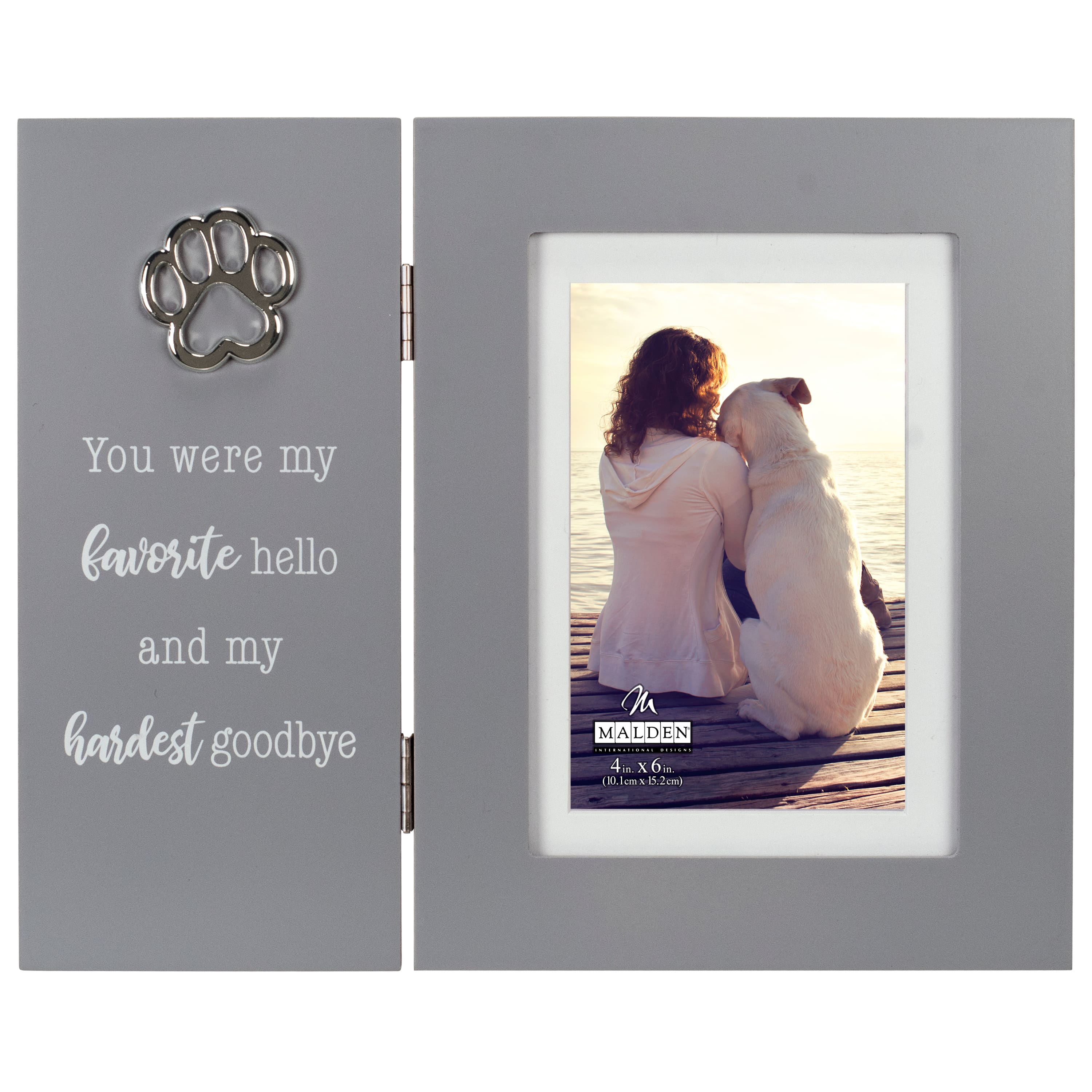 Malden International Designs You Were My Favorite Hello and My Hardest Goodbye 4" x 6" Pet Memorial Hinged Frame with Mat