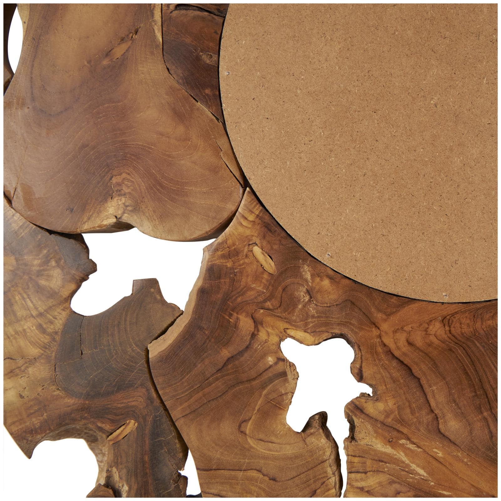 Ivory and Iris 32" Brown Teak Wood Live Edge Wall Mirror