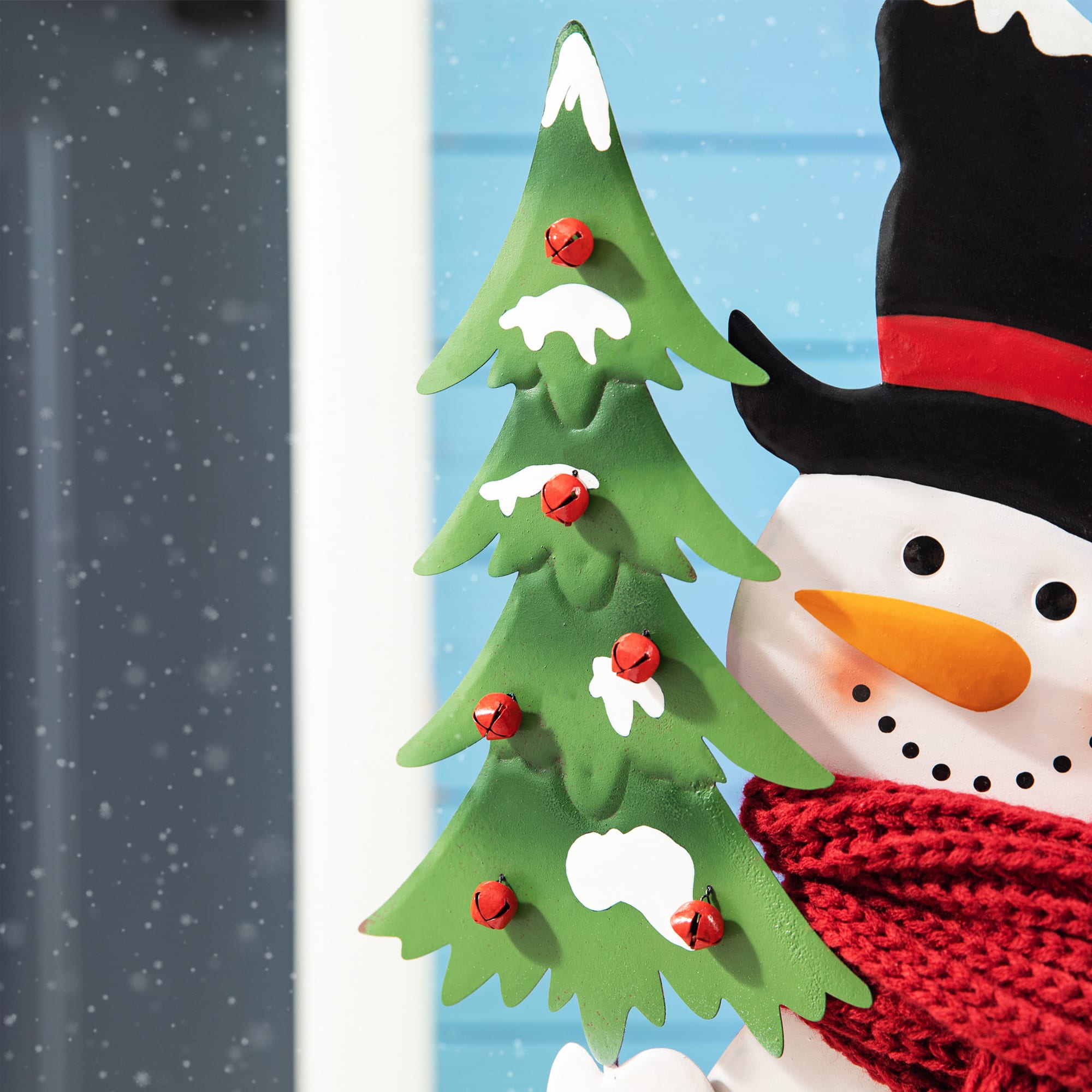 Glitzhome® 32" Metal Snowman Riding Bike Porch Décor