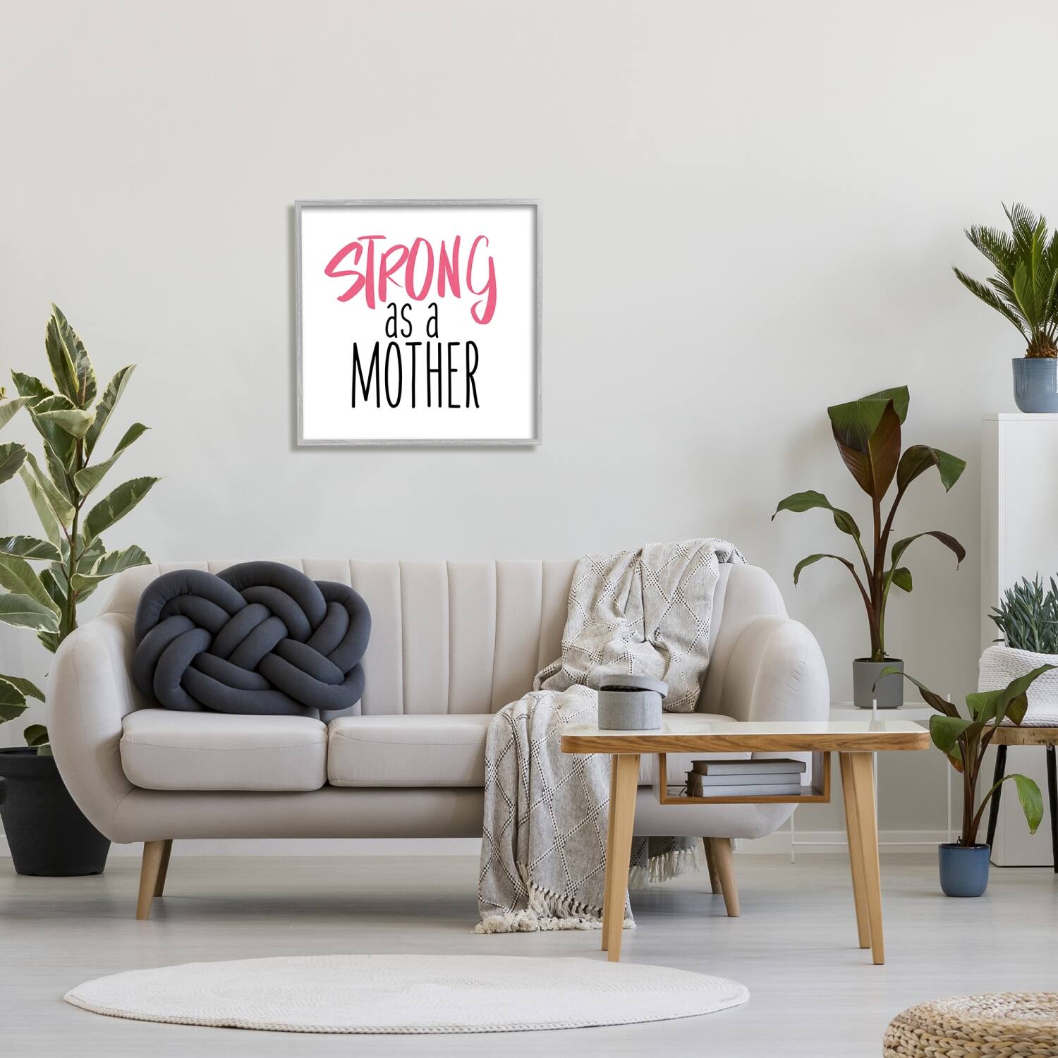 Stupell Industries Strong As A Mother Sentiment Minimal Pink Pop Framed Giclee Art