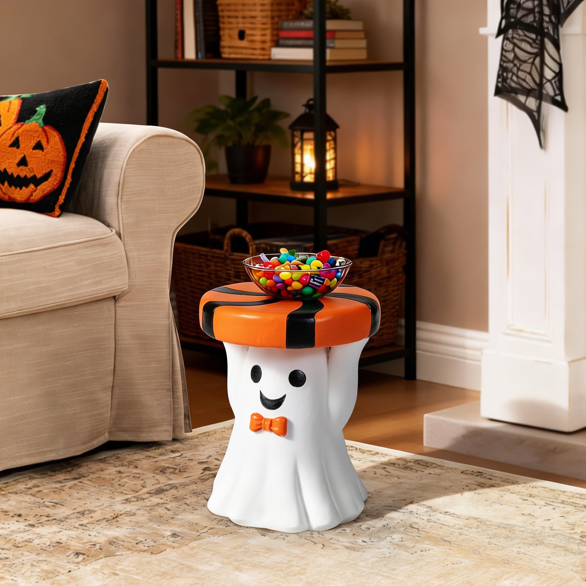 Glitzhome® 14.75" Halloween MGO Ghost Stool