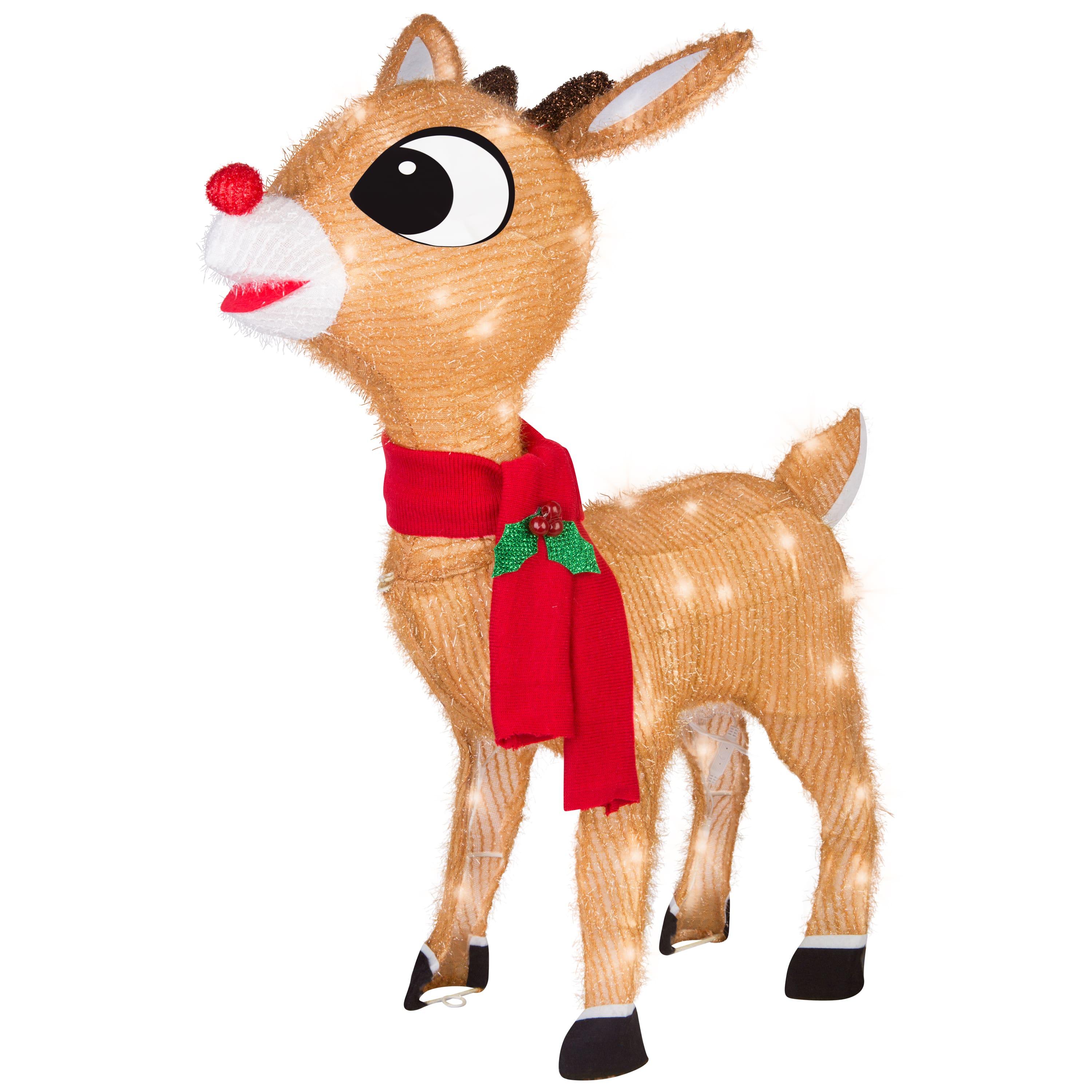 28" Rudolph the Red-Nosed Reindeer Lighted 3D Tinsel Sculpture